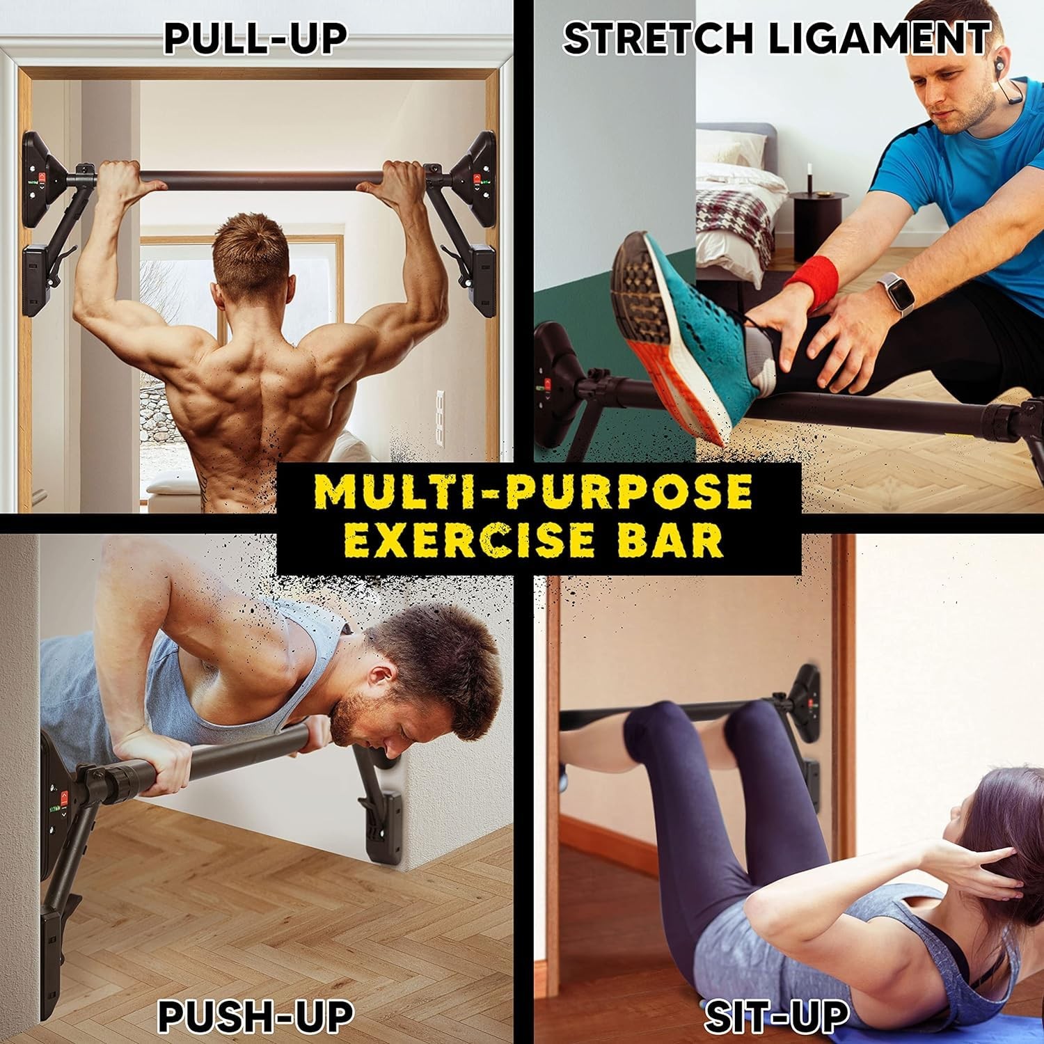 Pull Up Bar/Chin up bar Upper Body Workout Bar, Super load-bearing: Black