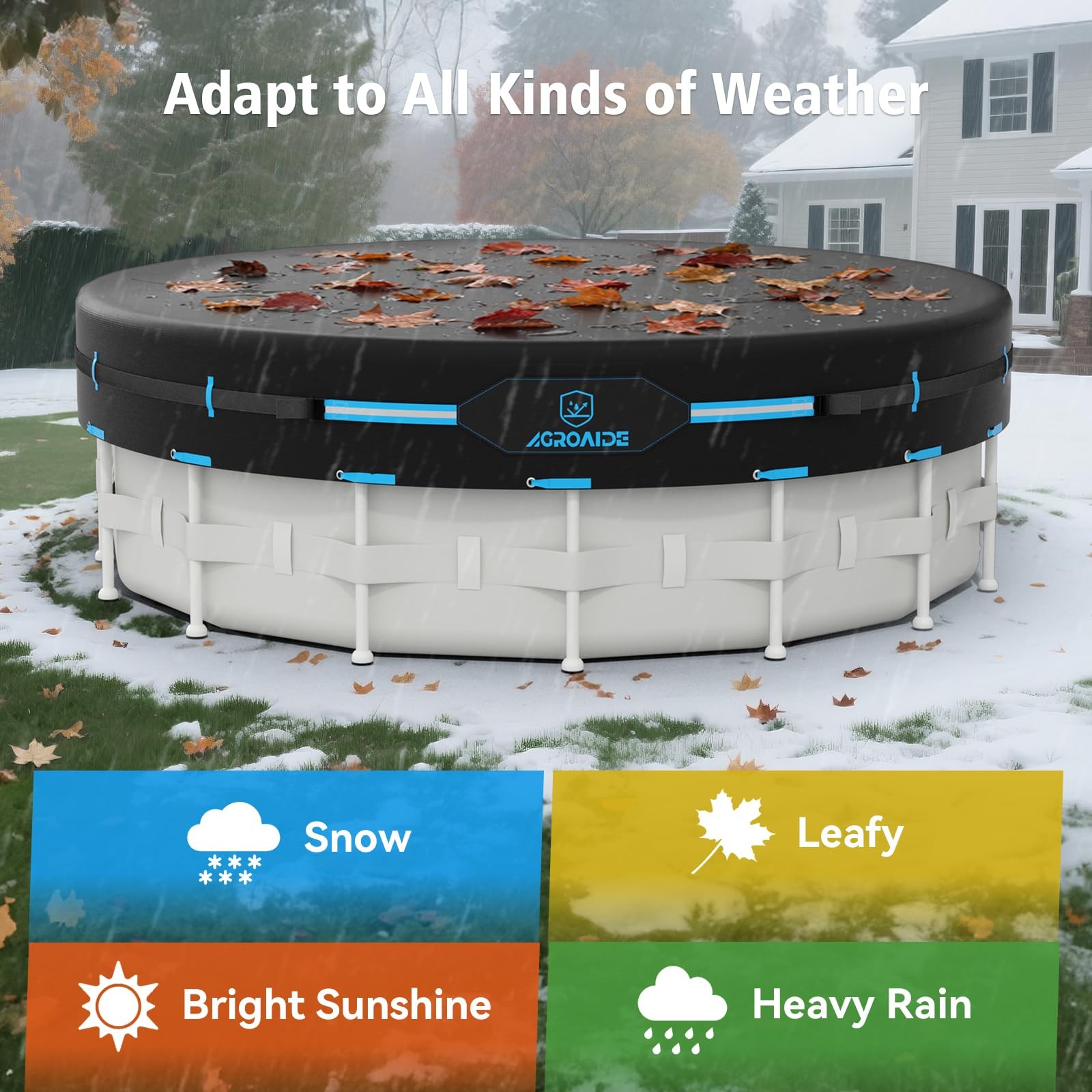 12ft Round Pool Cover Tear Resistant, Seamless Design, All Season Protection