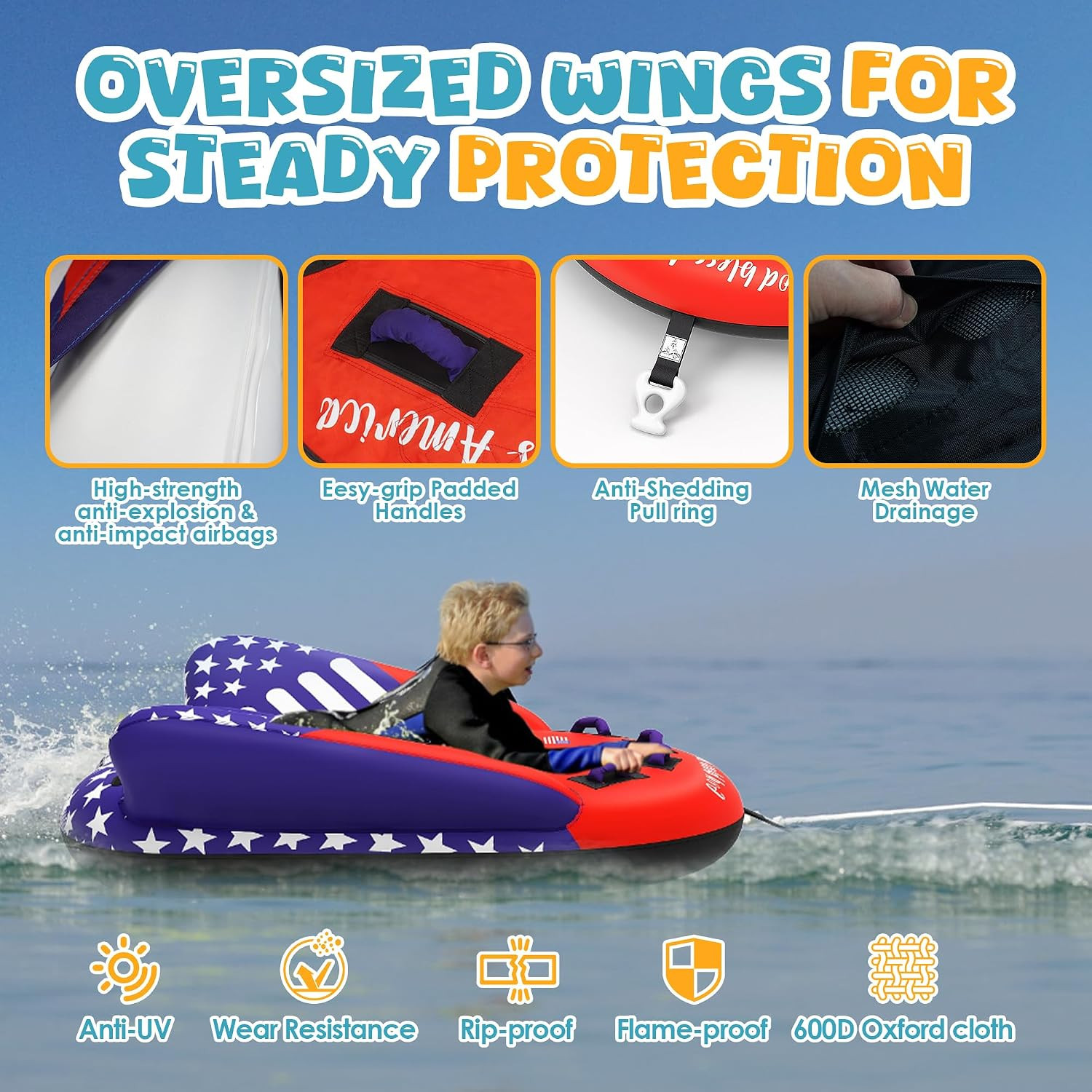 Towable Tubes for Boating – 2-3 Person Shark Battle Tank, Boat Tubes & Towables,