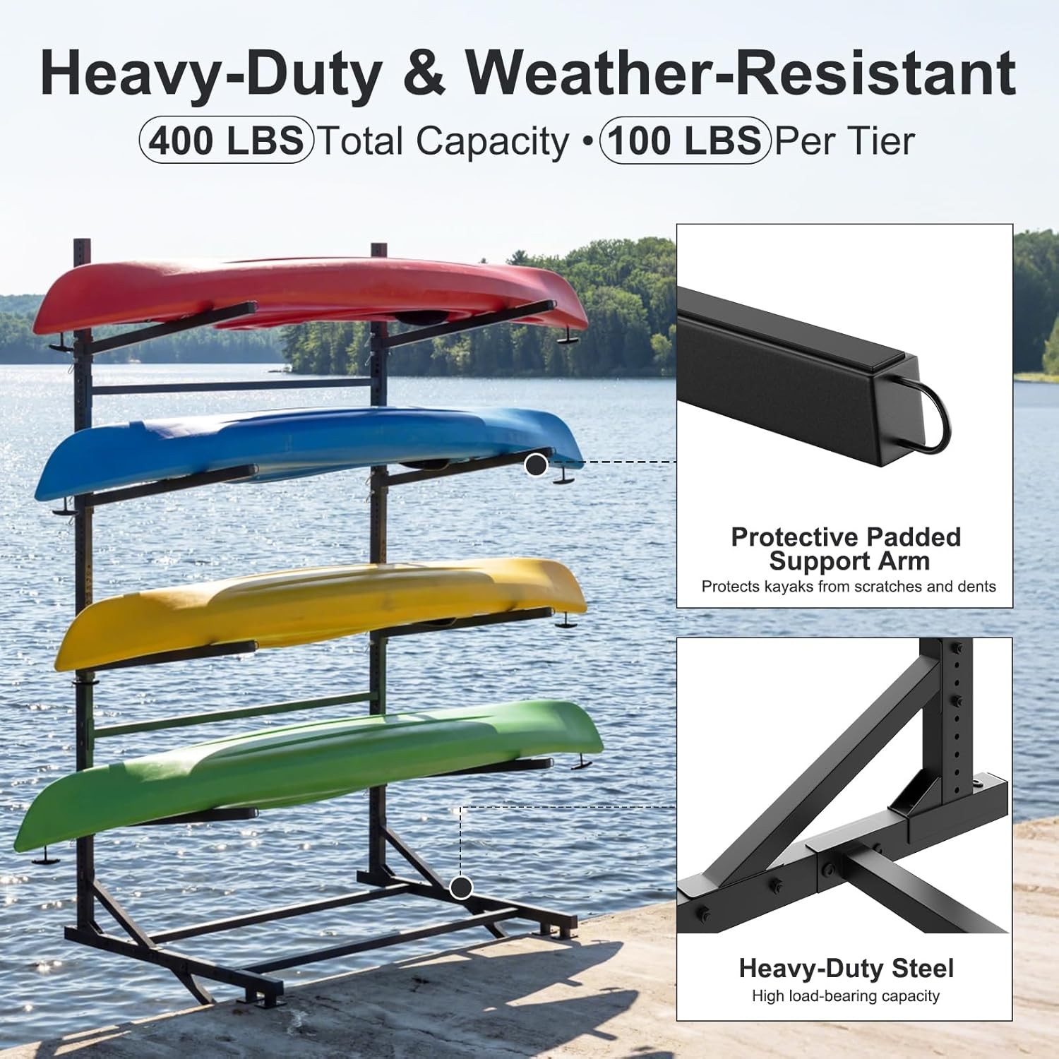 NAIZEA Kayak Storage Rack Freestanding Wall Mount 2 & 4 Tier Kayak Holder Stand