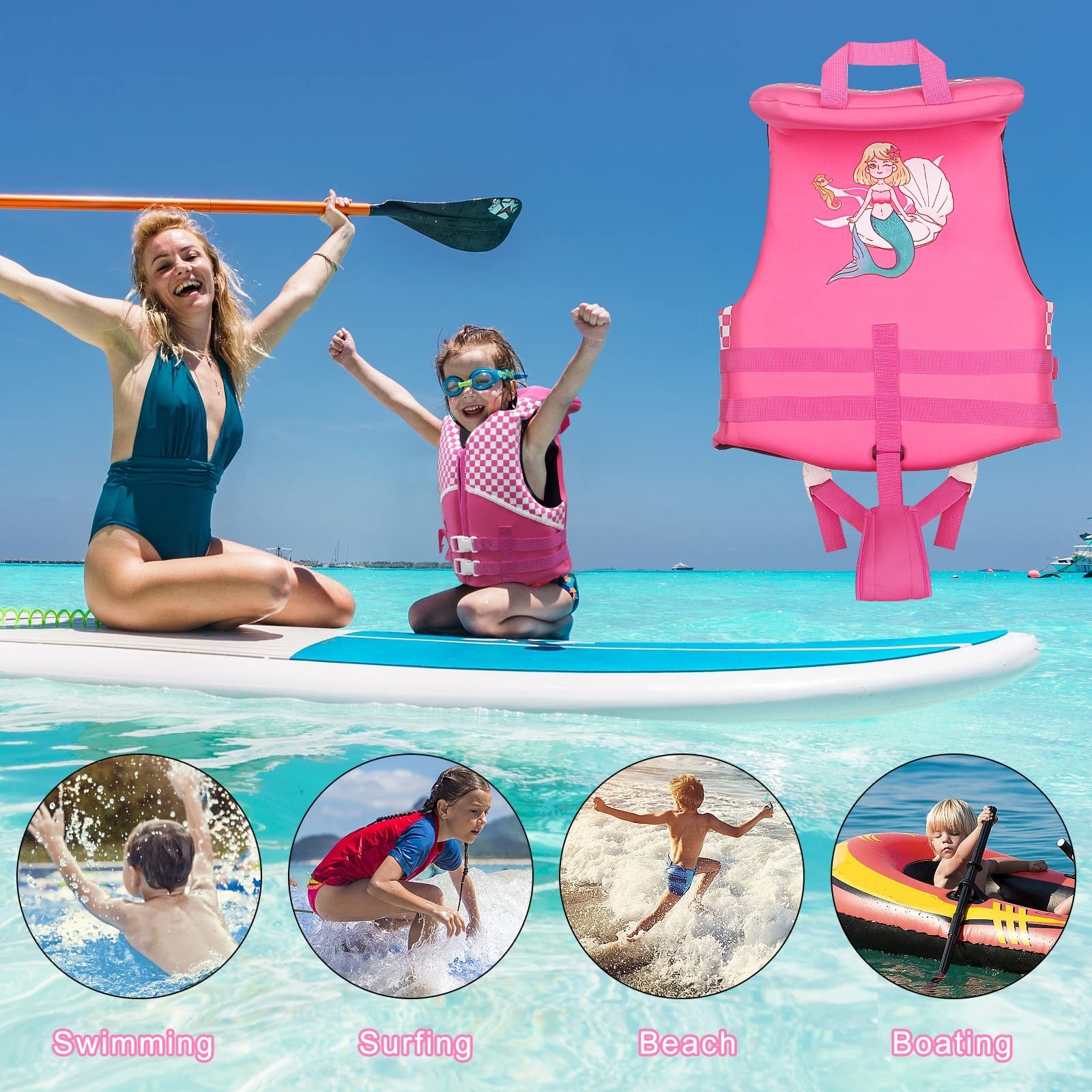 Chriffer Kids Swim Vest for 20-70 Pounds Boys and Girls, Easy On/Off Zipper, …