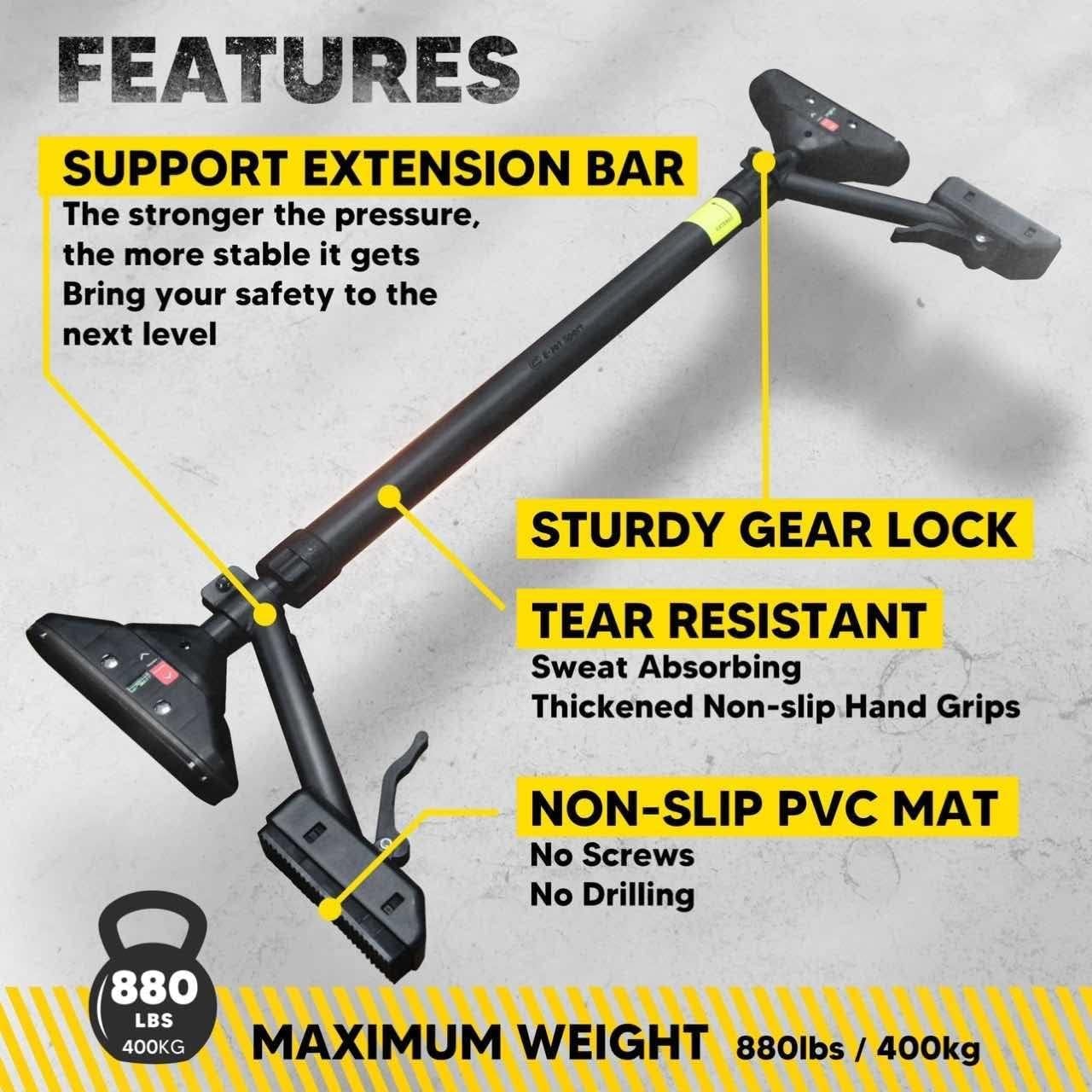 Pull Up Bar/Chin up bar Upper Body Workout Bar, Super load-bearing: Black