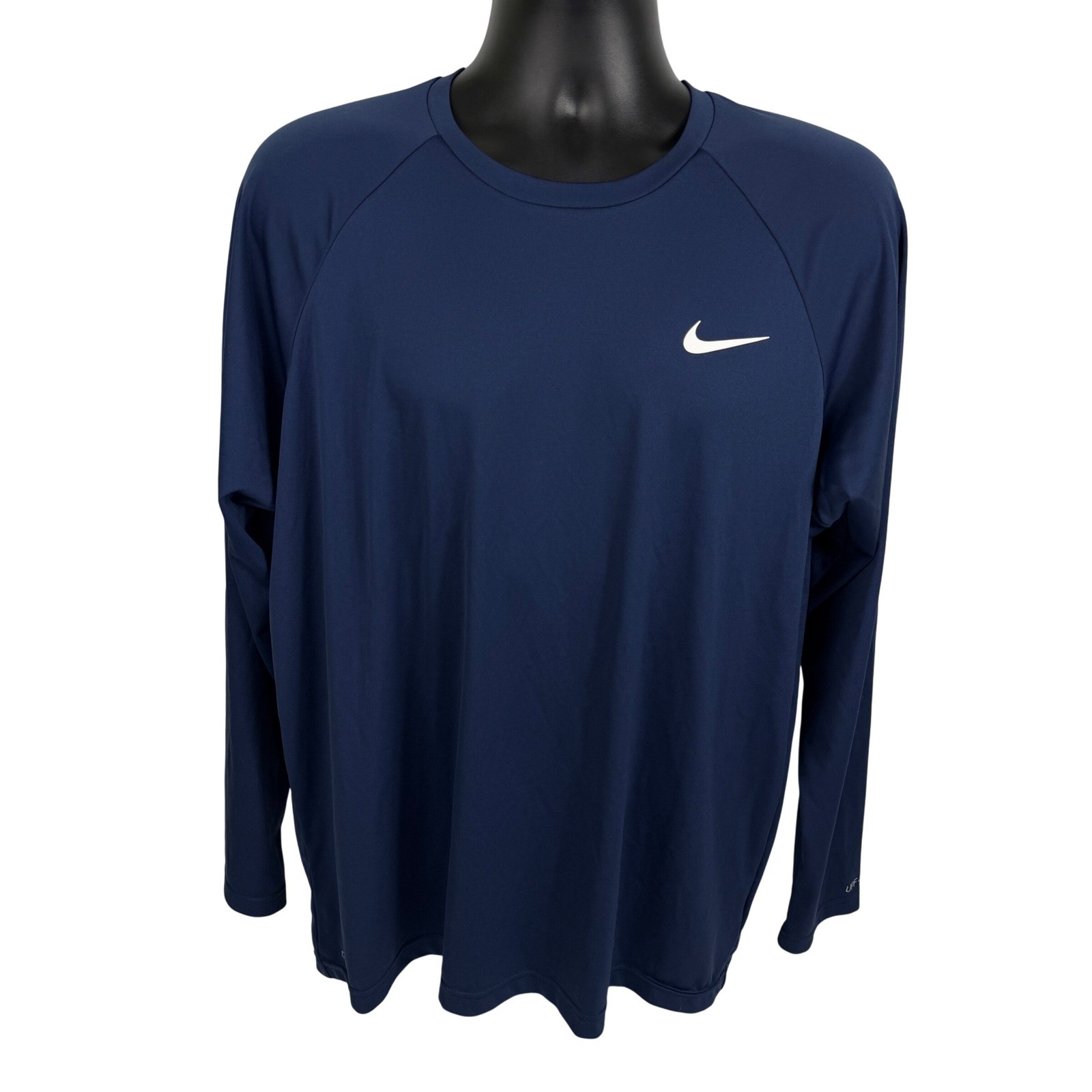 Nike Swim Mens Dri-FIT UPF 40+ Long Sleeve Rash Guard Navy Blue XL NESSA587