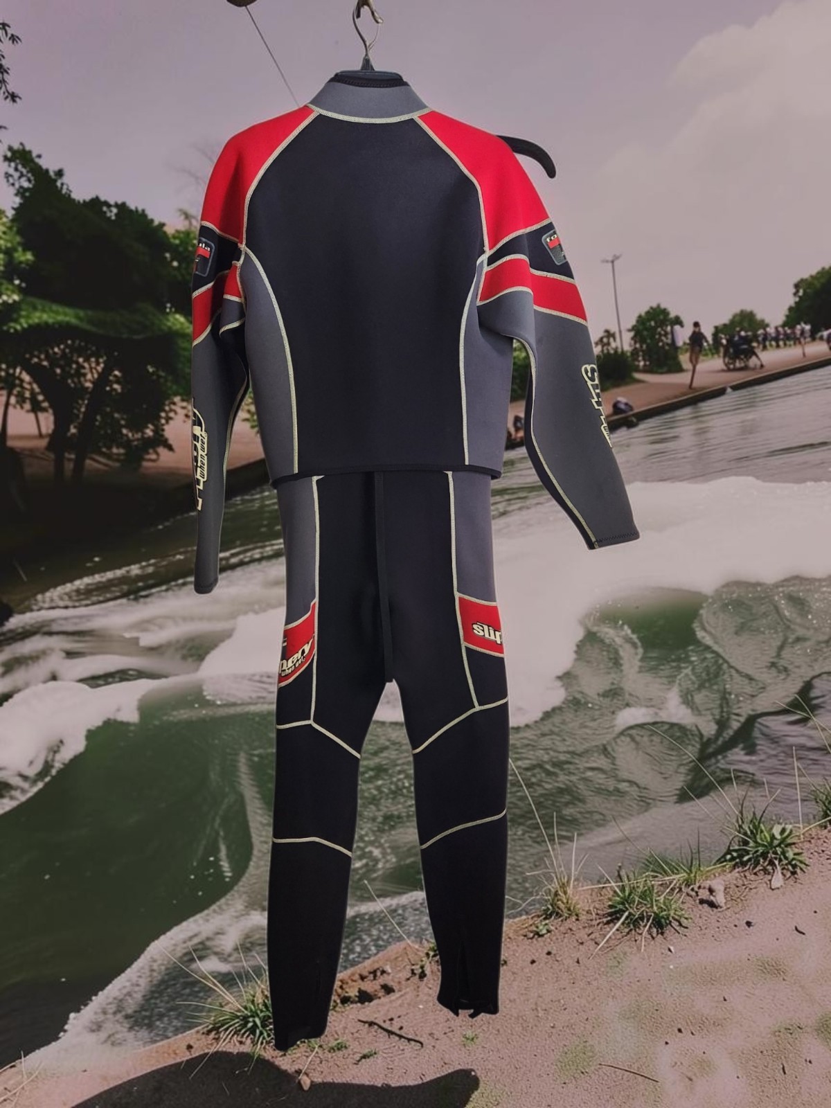Lot of (2) Vtg Slippery When Wet 2-pc WETSUIT~Formula 2 ~ 1 Large 1 Extra Large