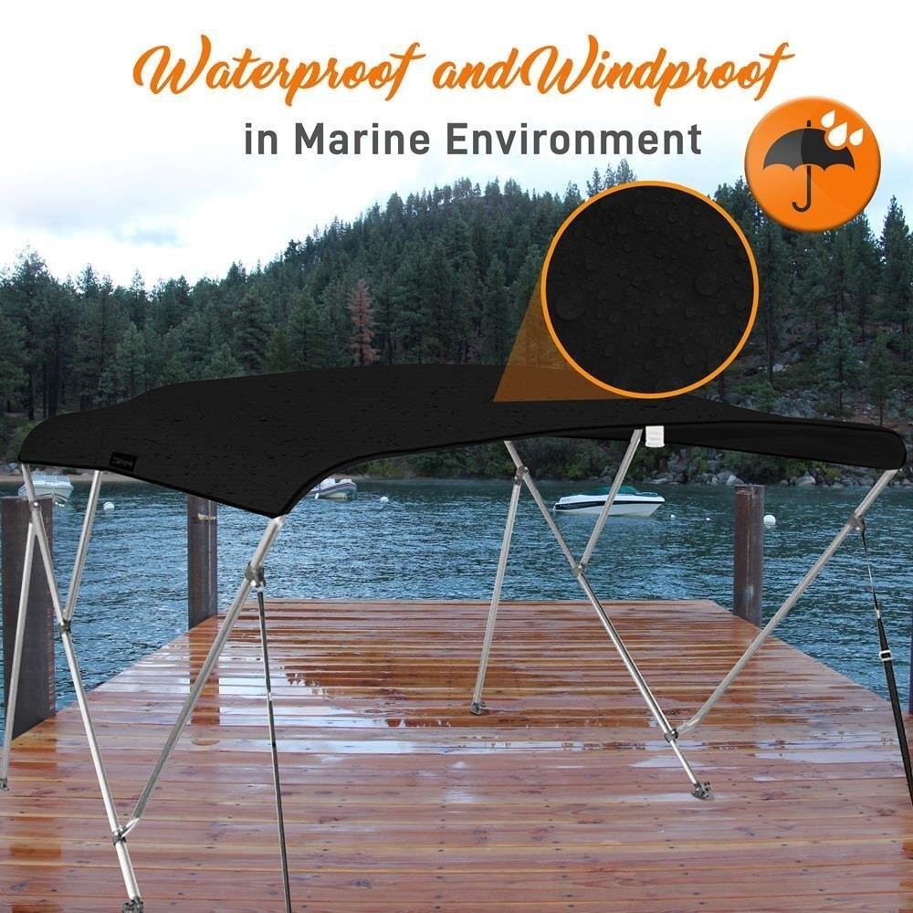 SereneLife Waterproof Boat Bimini Top Cover – 67-72″ W 4 Bow Bimini Top