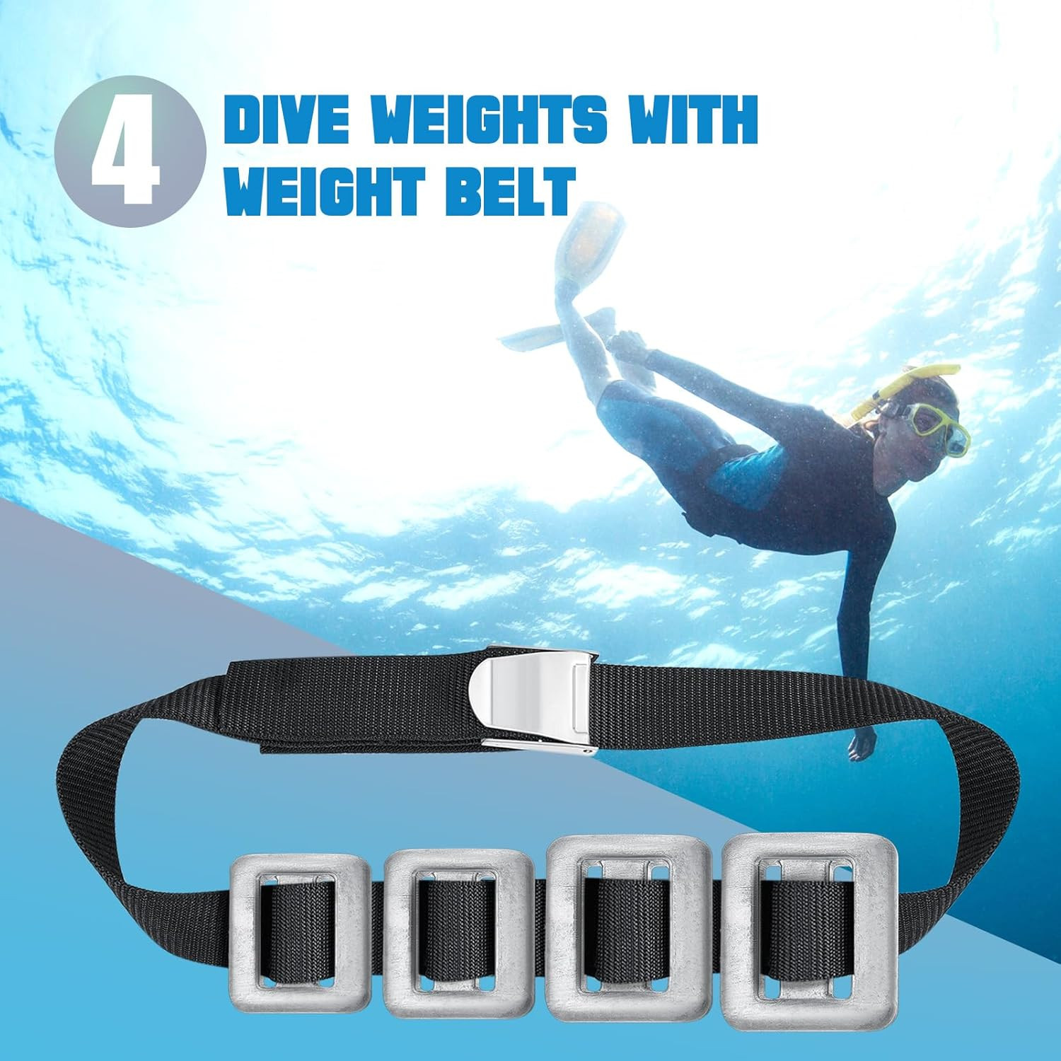 4 Dive Weights with Scuba Weight Belt and Quick Release Buckle for Diving