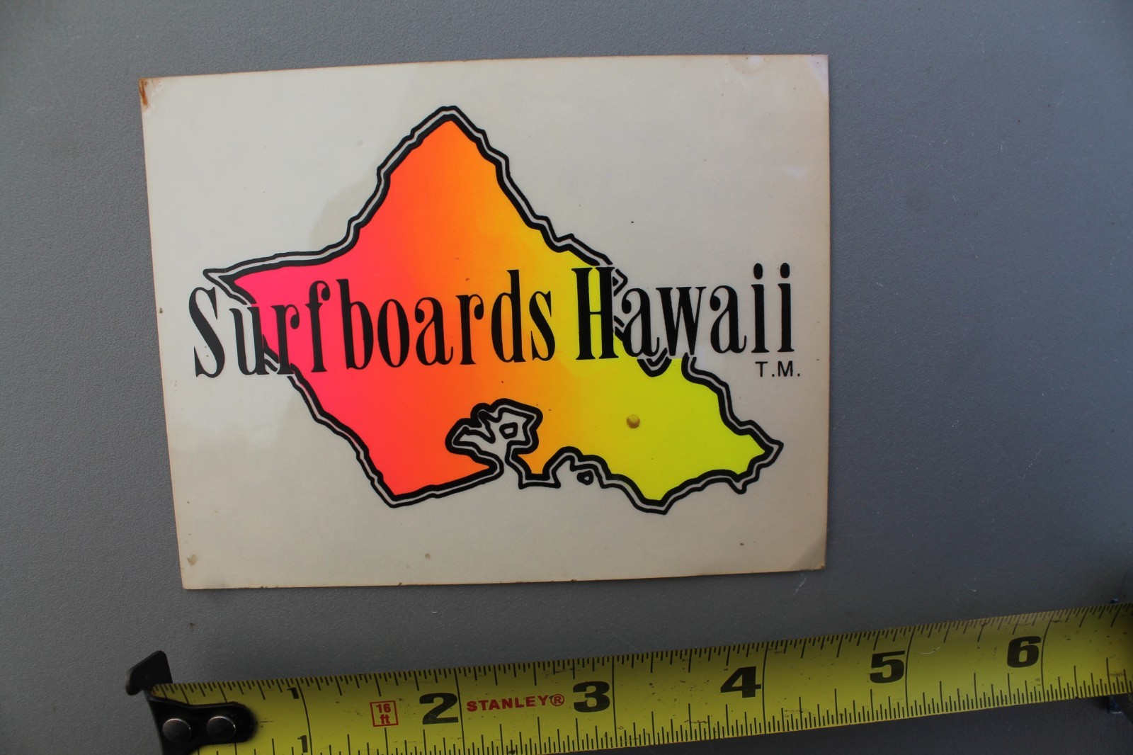 Surfboards Hawaii Clear Neon Orange Fade 80’s Aloha V3A Vintage Surfing STICKER