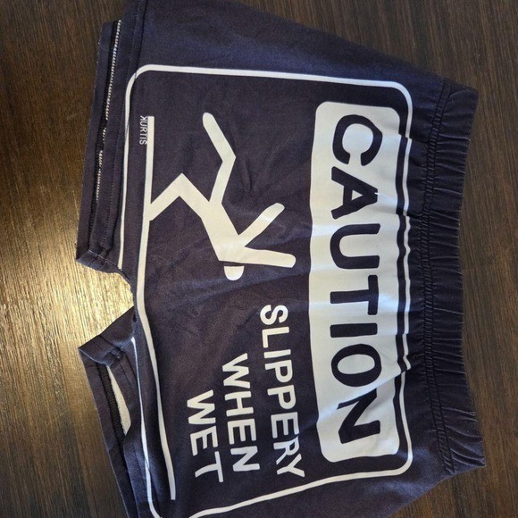 Xurtis Caution Slippery When Wet Graphic Boxer Briefs Mens Black Novelty Trunks