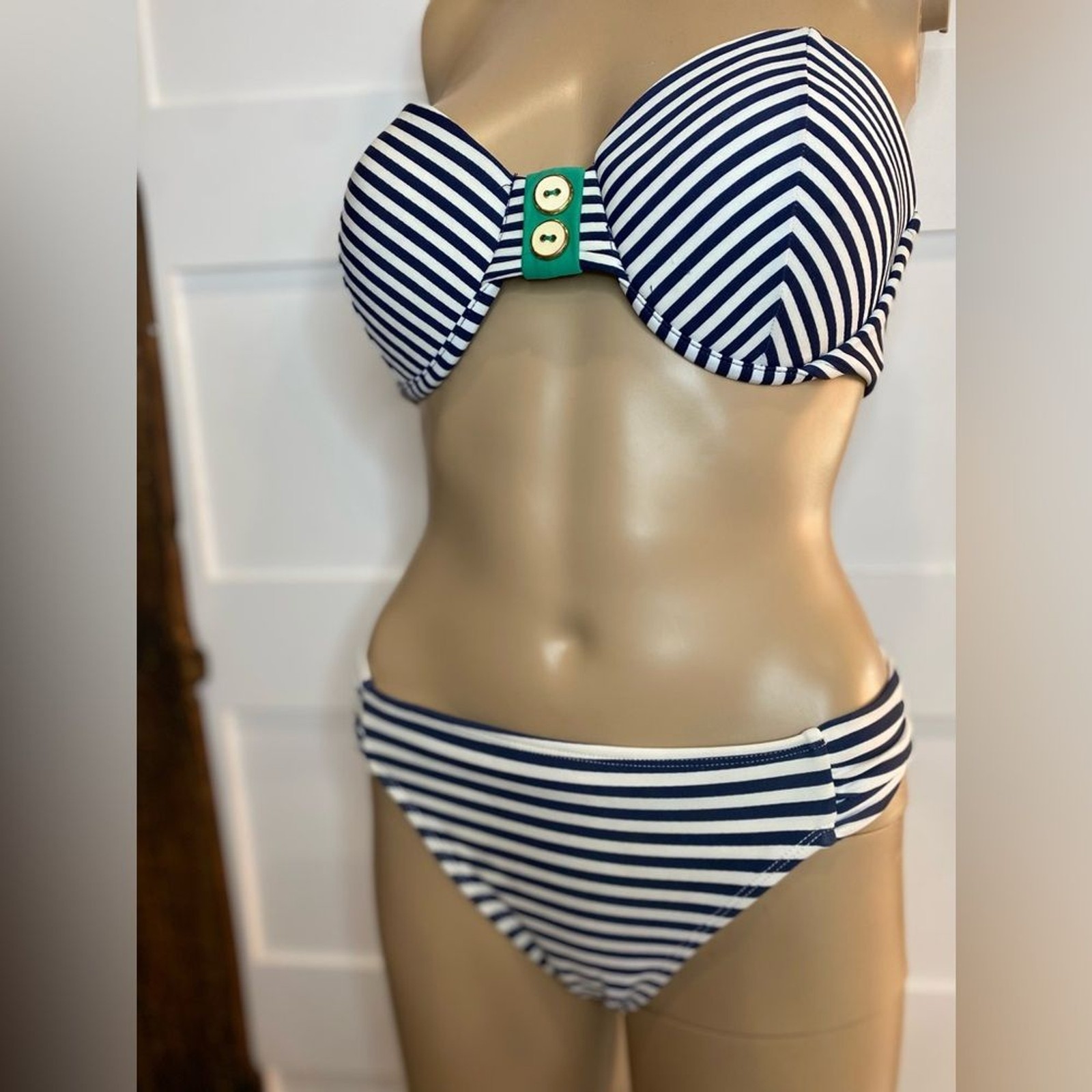 Xhilaration Bikini – Blue & White Nautical Stripes | 2-Piece Set, Gently Used