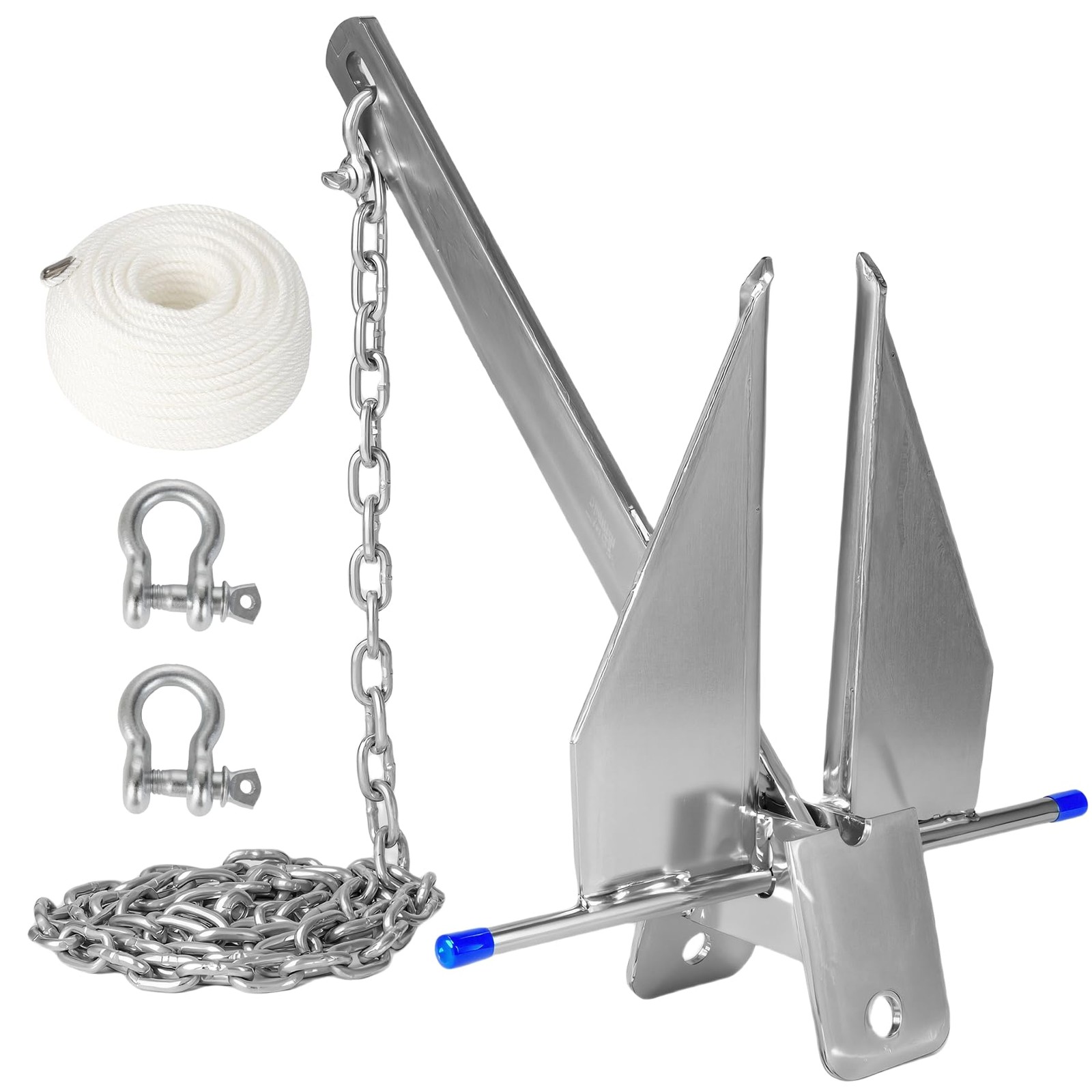 Boat Anchor Kit for 12-22 ft Boat, 8 lb Galvanized Boat Anchor