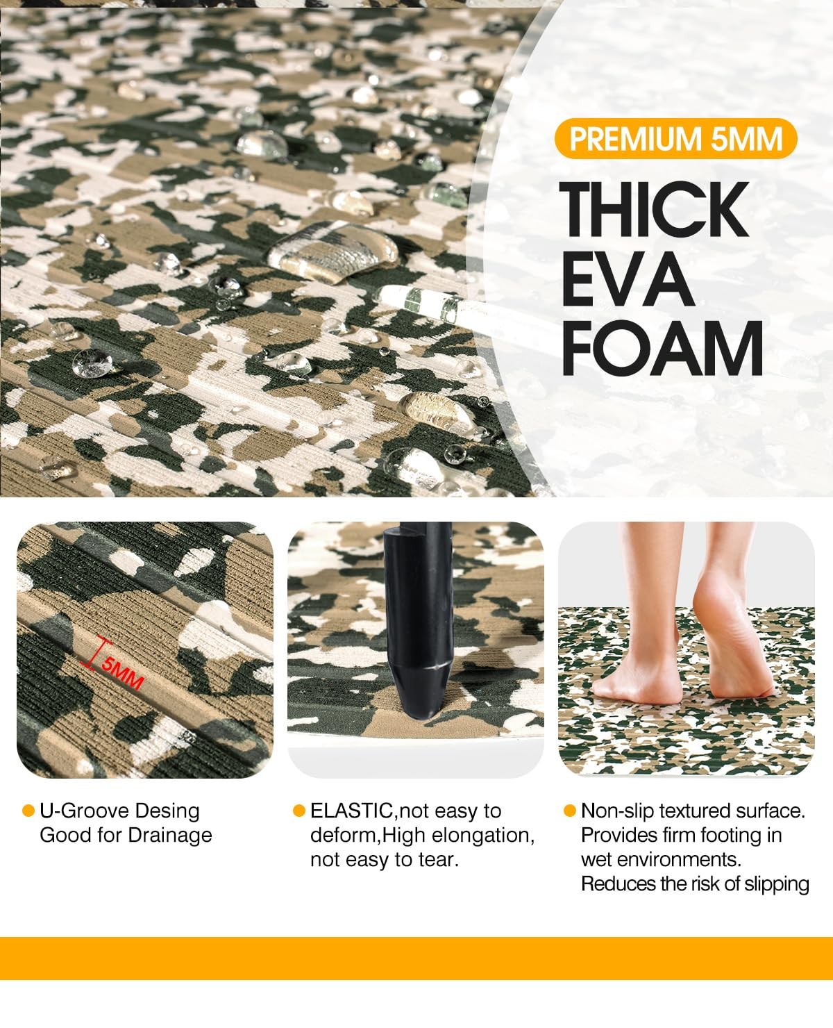 Woowave Eva Foam Desert Camo Floor Decking Sheet For Boat Yacht Non-Slip And