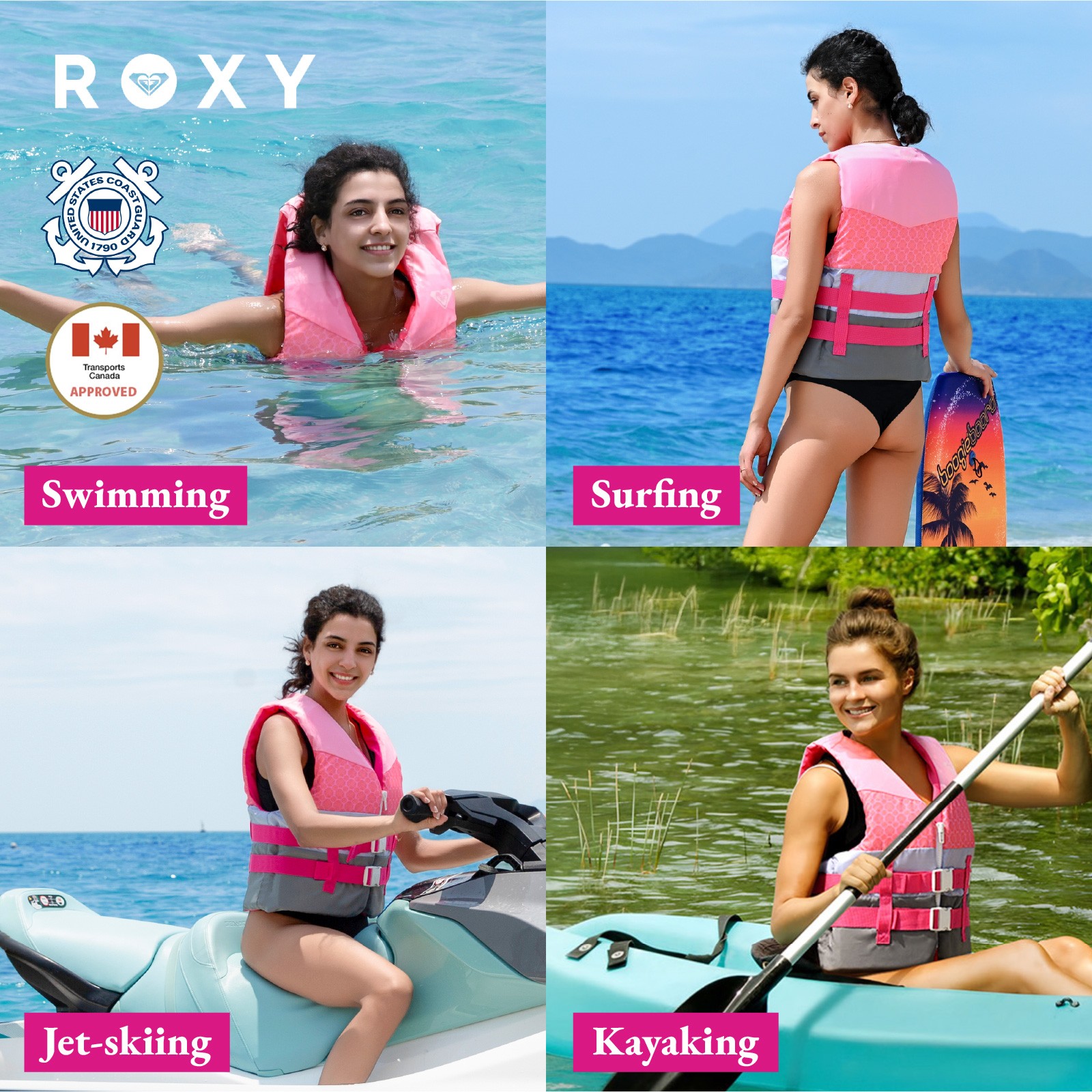 Roxy Women Life Jackets USCG Approved Adults Boating Kayaking Fishing Life Vest
