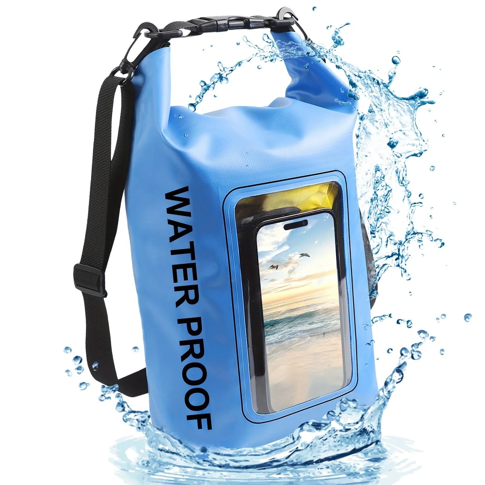 5L Backpack, IPX8 Waterproof Floating Large Space Phone Pouch Kayaking, Swimming