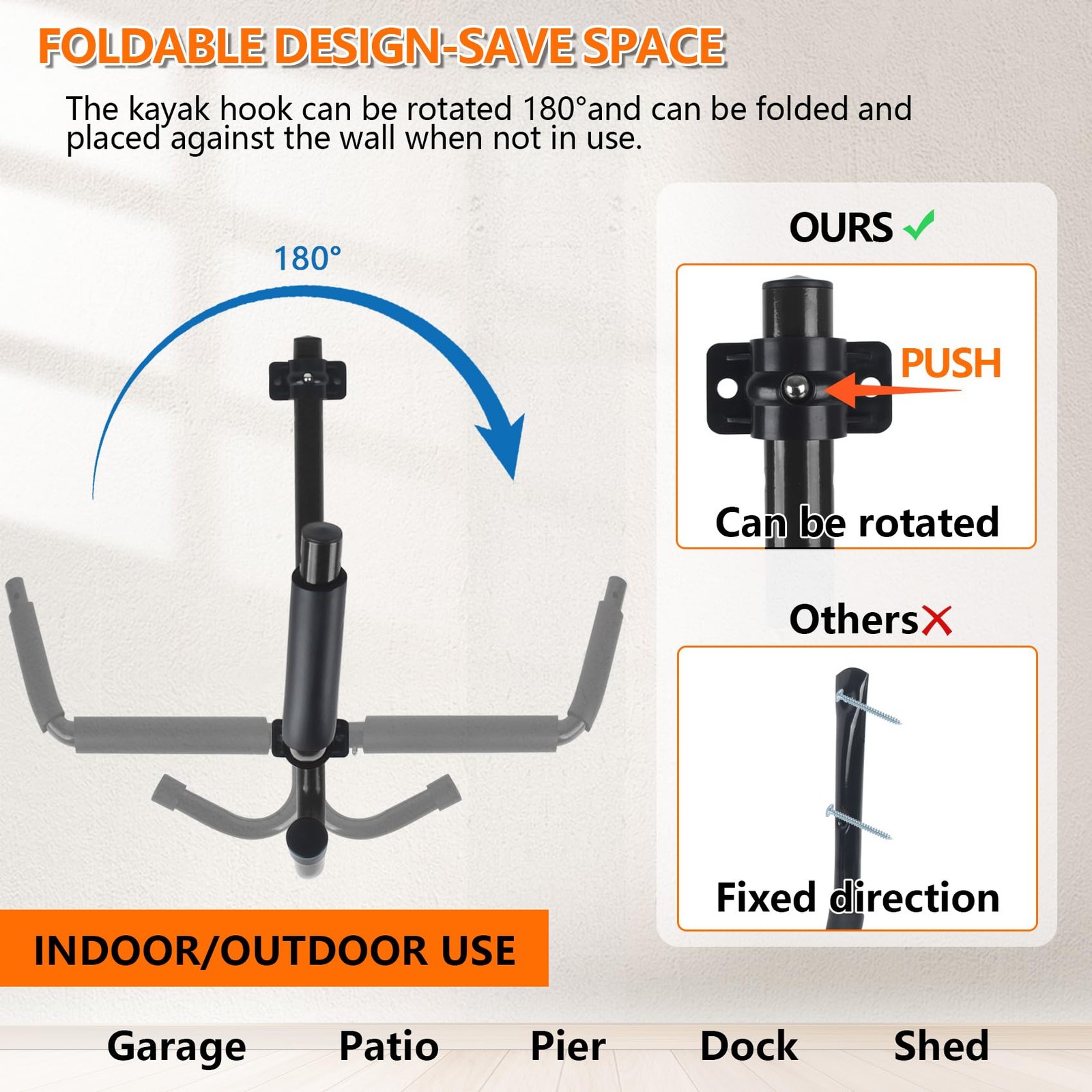 Kayak Storage Rack,Kayak Wall Mount,Heavy Duty Kayak Racks for Garage,Folding…