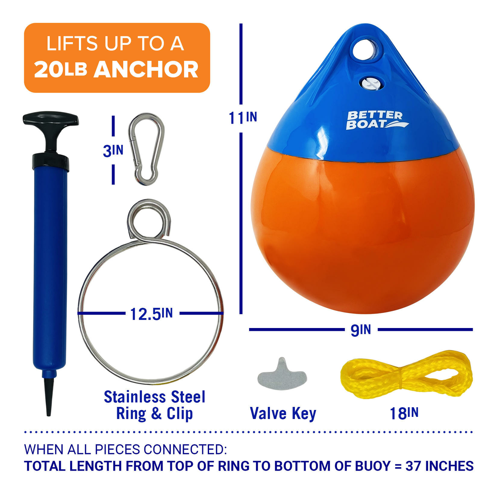 Anchor Bouy and Retrieval Ring Vinyl Boat Buoy Balls Round Mooring Marker