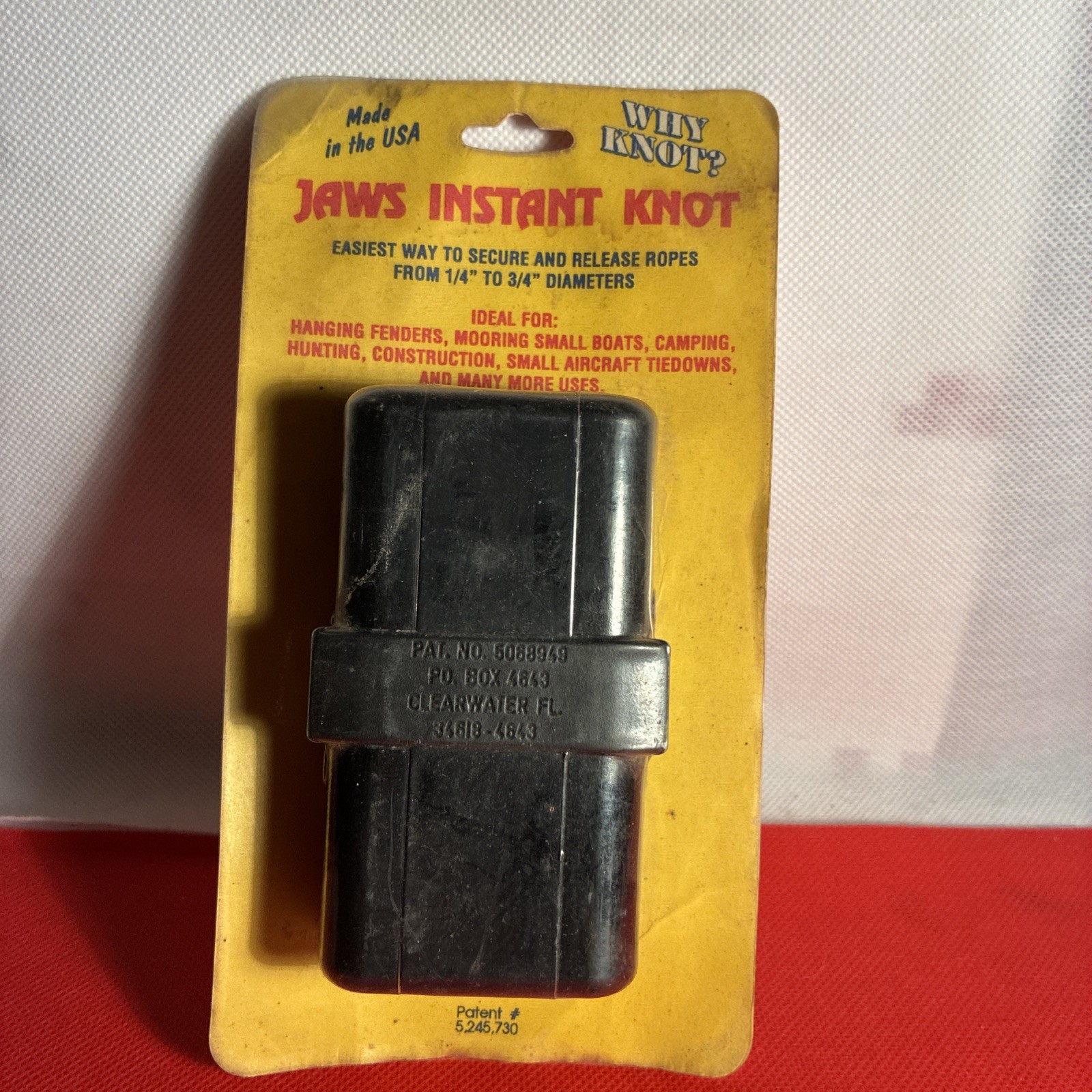 Vintage “Jaws Instant Knot” Secure And Release Rope Clamp Tool, Made in USA
