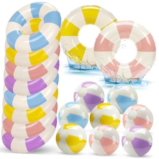Pcs Striped Pool Floats Inflatable Swimming Float Multi Stripe 8 Various Color
