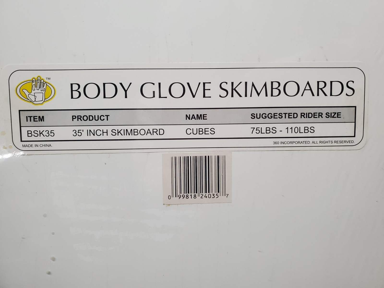 New body glove cube 35 inch wood skin board Vintage graphic