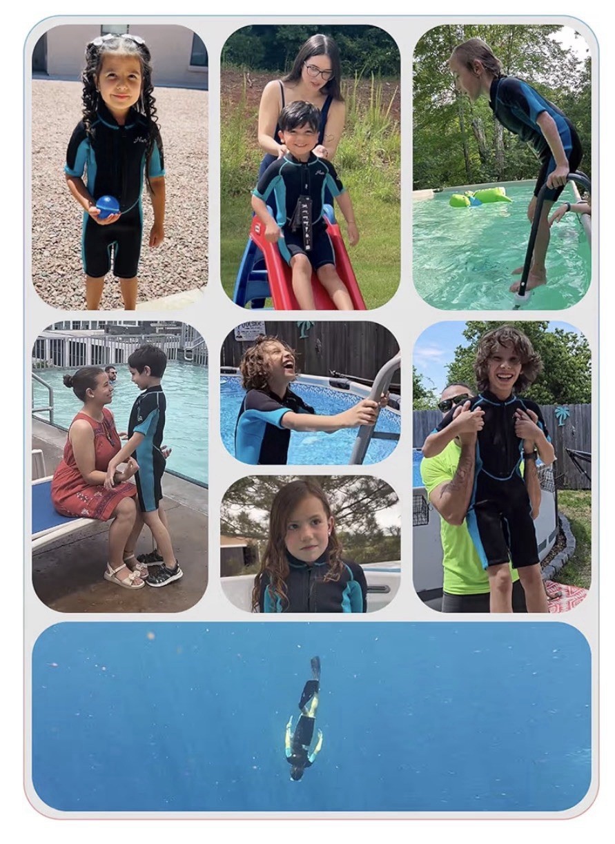Hevto Kids Wetsuit XL 14-16 2mm Shorty Front Zip Swim Surf Blue