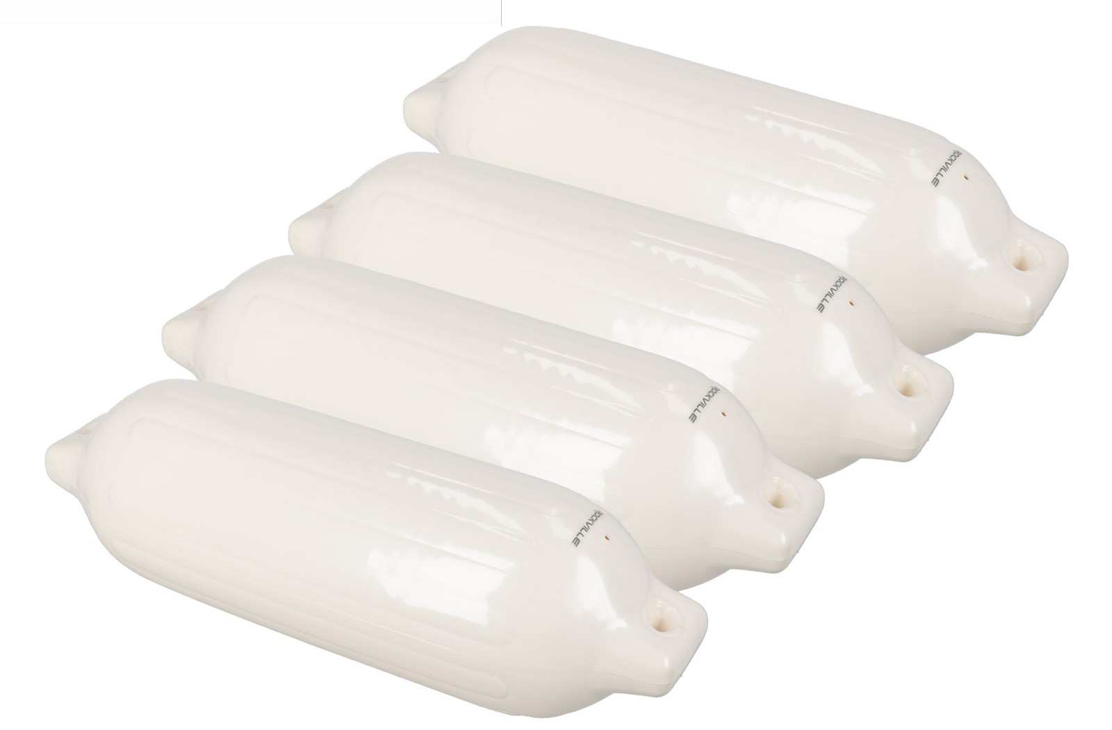 Rockville FEN485-WHITE Boat Fender Package 4 Bumpers 8.5″x27″, 4 Covers, 4 Lines