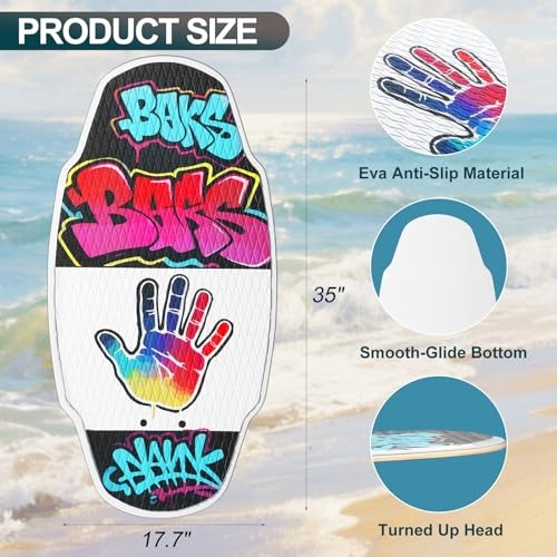35-inch Wooden Skimboard for Beginners and Adults | Surface with EVA Non Palm