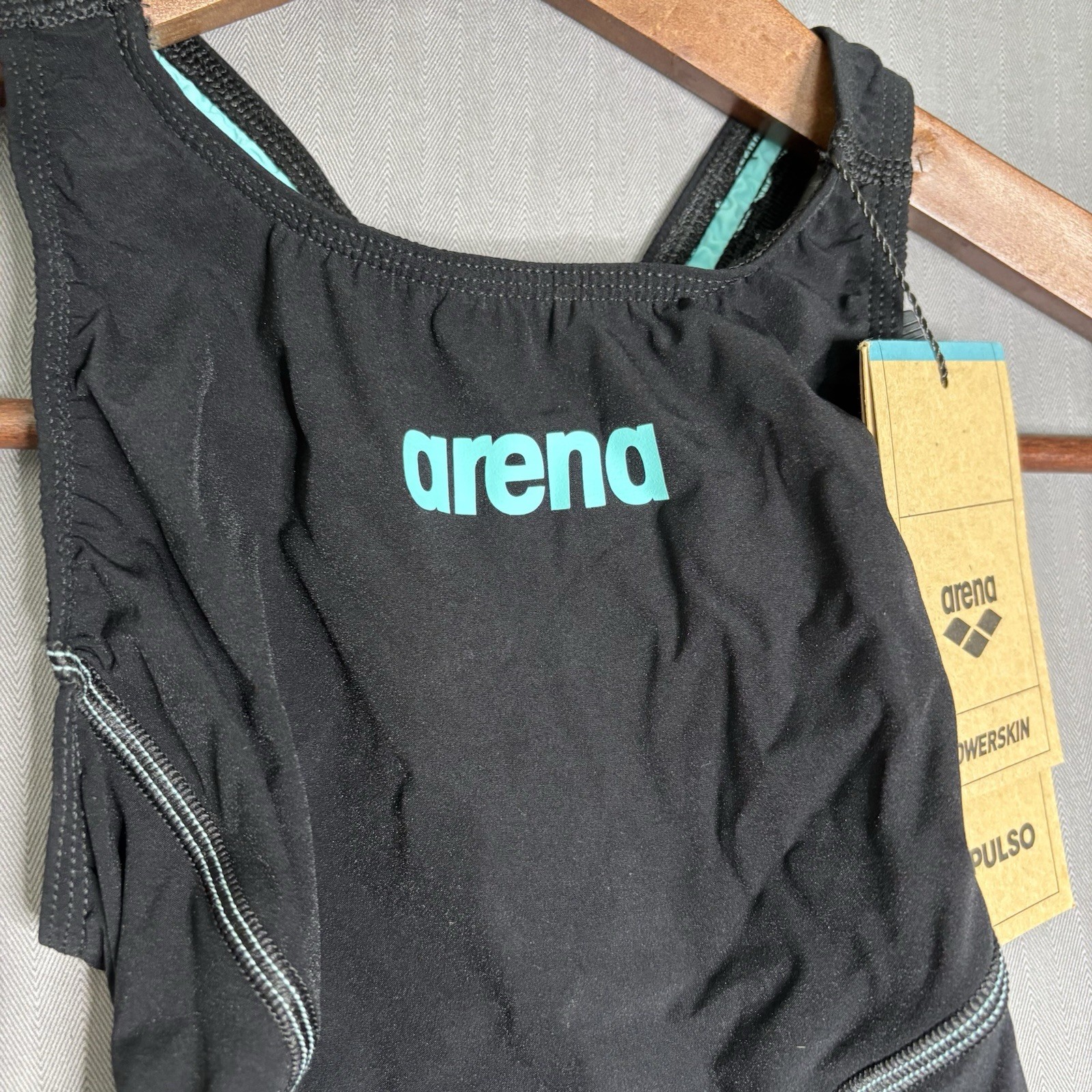 Arena Women’s Powerskin Impulso Open Back Racing Suit, US Size 26, Black/Teal