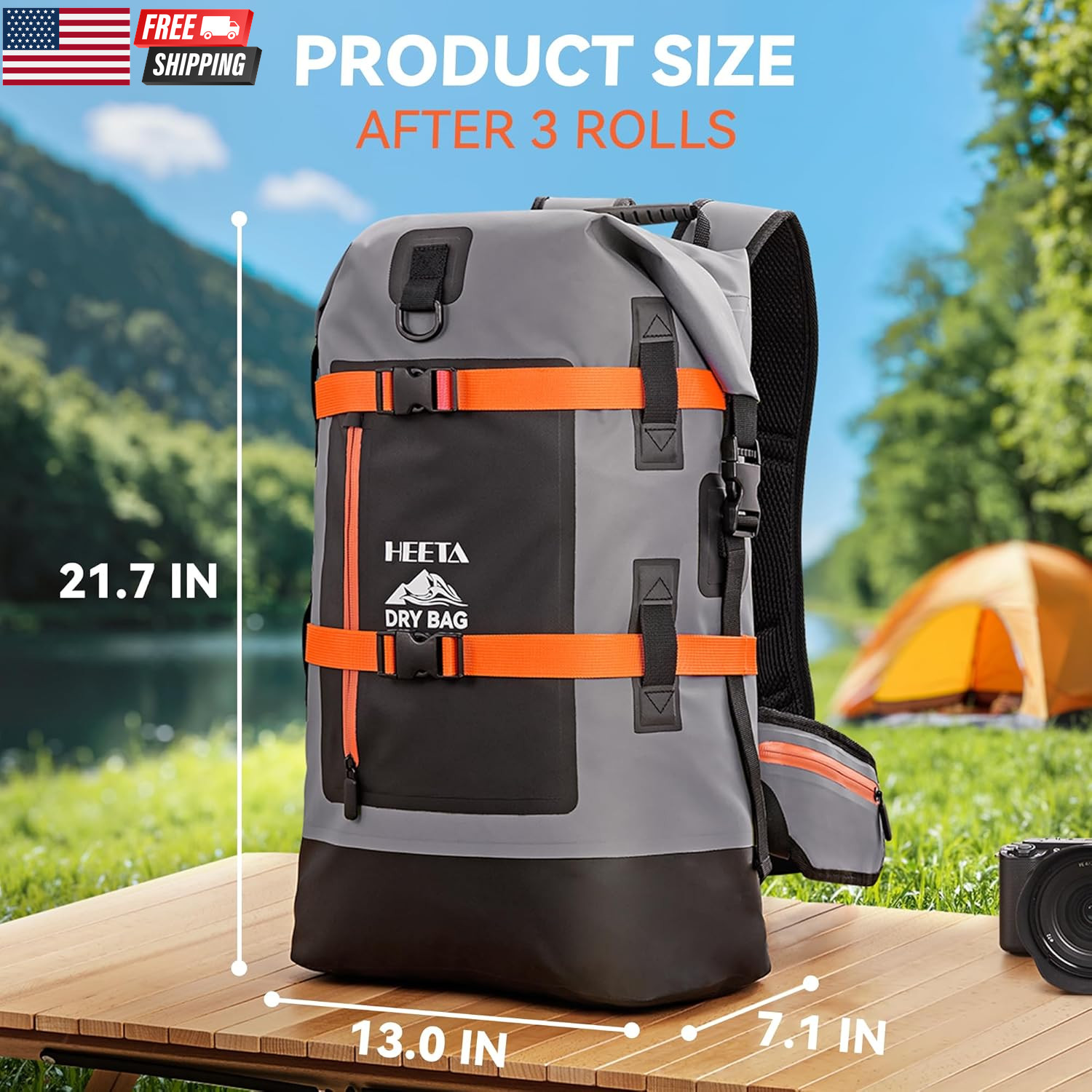 Dry Bags Waterproof Backpack 40L for Men & Women, Roll Top Heavy Duty Cushioned