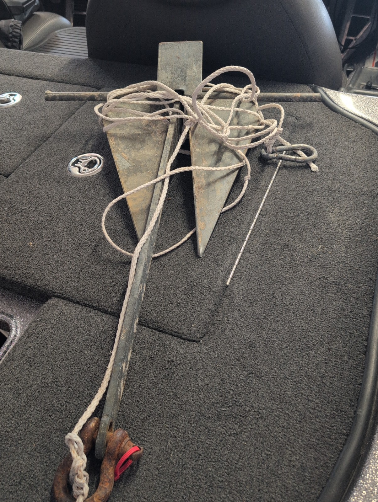 BOAT USAnchor ANCHOR #13 W/ Rope And Clasp. Boating Galvanized Steel