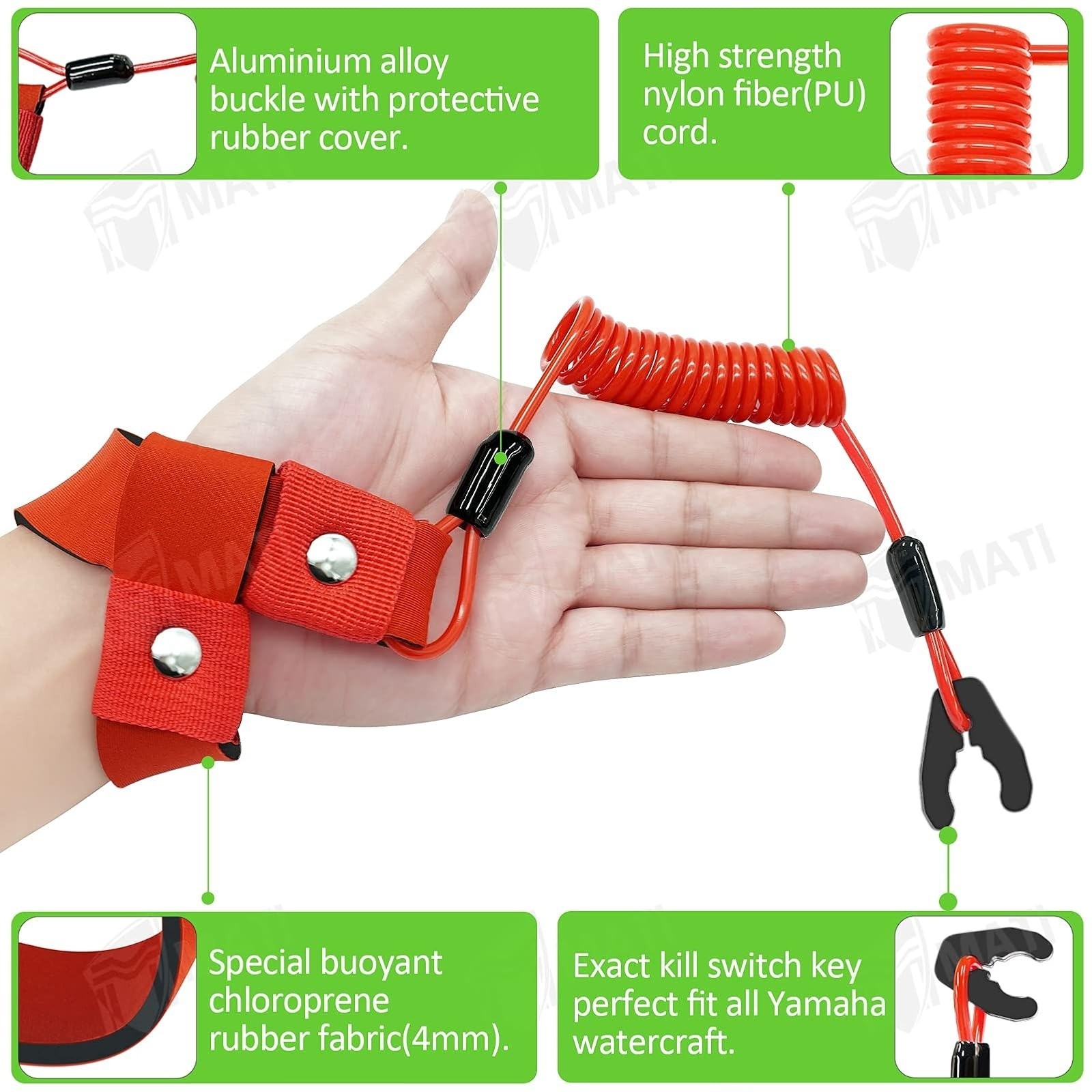 M MATI Stop Kill Switch Safety Lanyard for Kawasaki Jet Ski Models