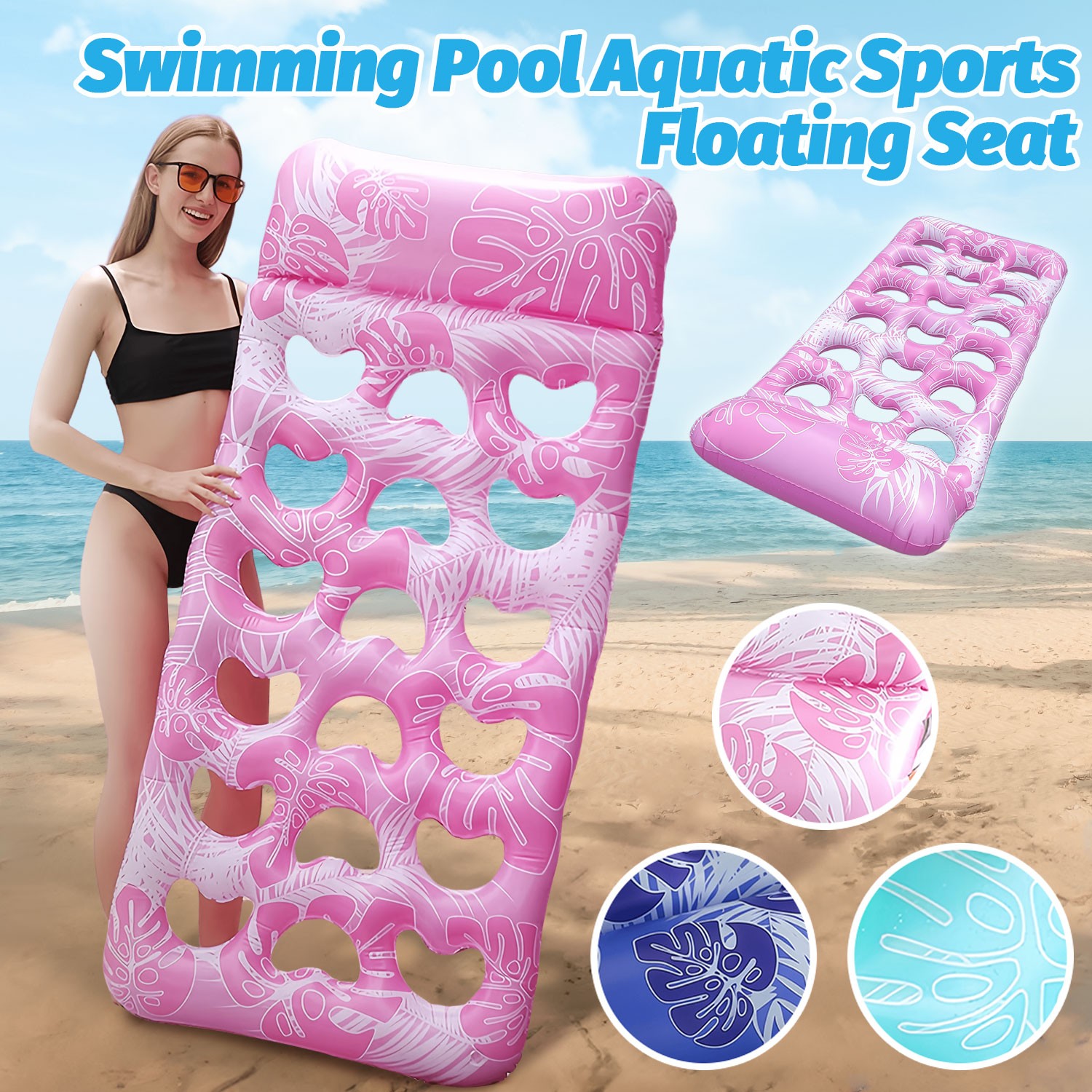 3Pcs Inflatable Pool Floats Bed Adult Floating Lounge Chairs Floating Hammock