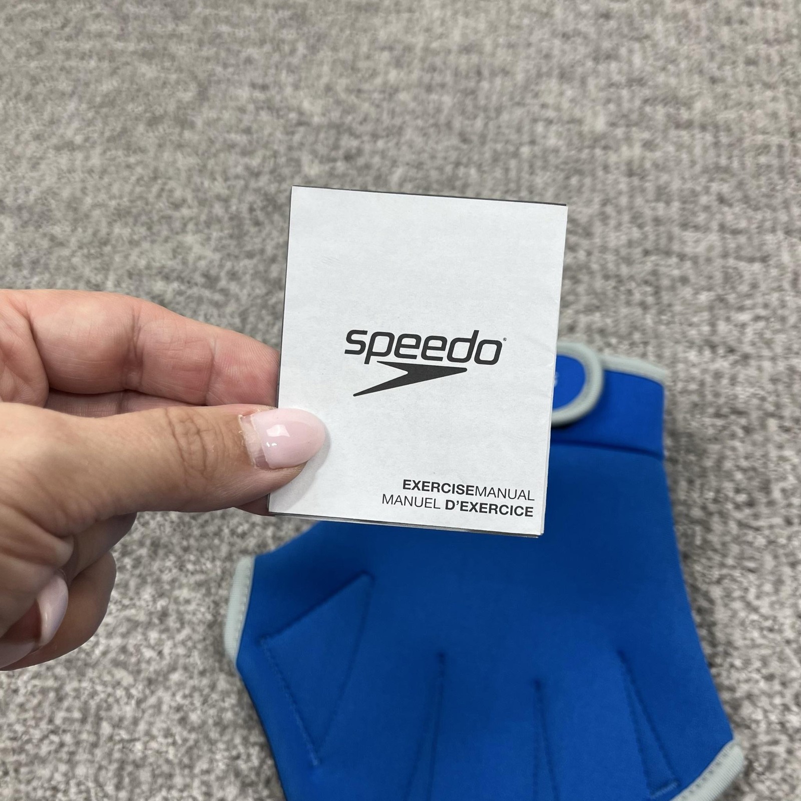 Speedo Aqua Fitness Gloves Blue Gray Water Exercise Swim Training Pair