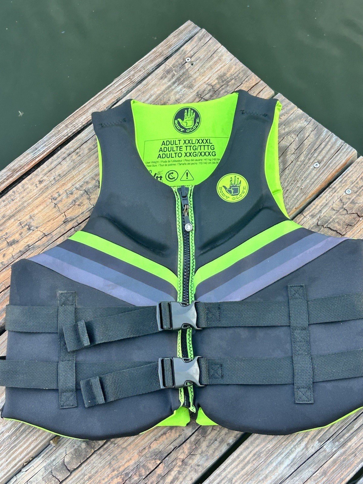 Body Glove Men’s Dual-Size Evoprene PFD, Life Jacket, (Male, Size XL,black Green
