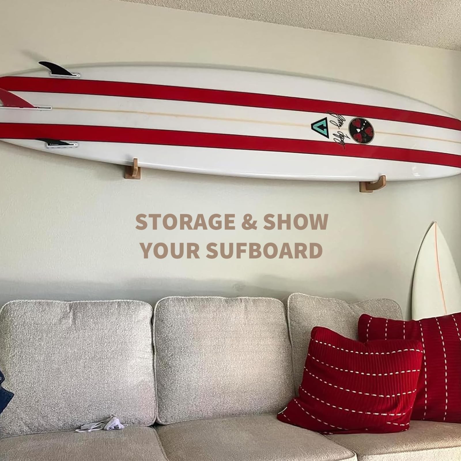 Surfboard Wall Mount Wooden Surf Board Wall Racks for Storage and Display You…