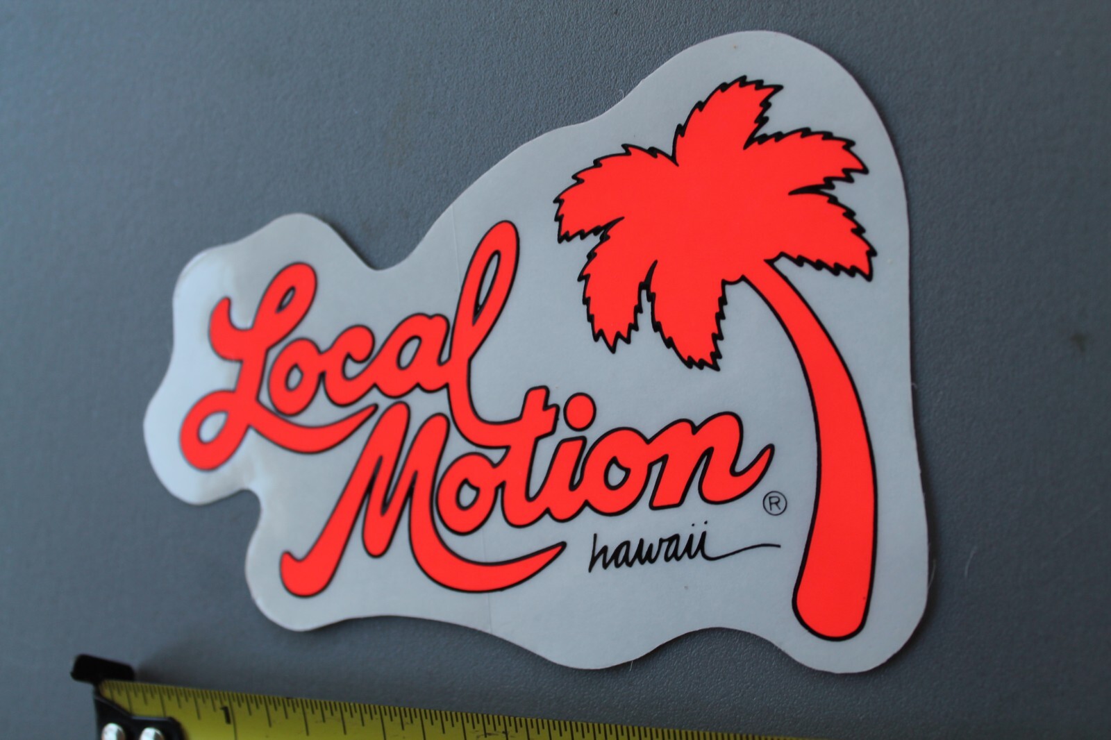 LOCAL MOTION Hawaii Surfboard Clear Neon Orange LM3 80’s Vintage Surfing STICKER