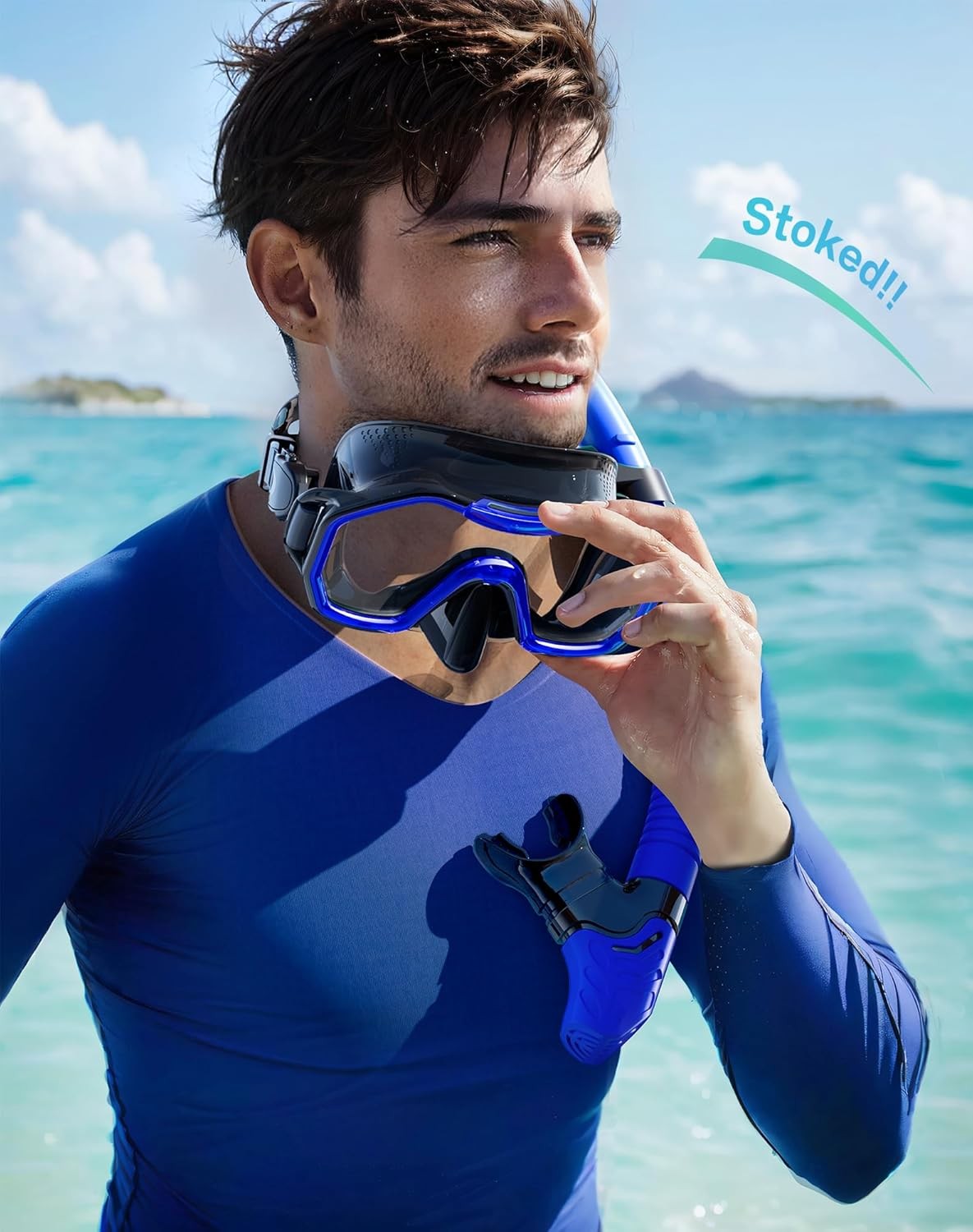 Snorkeling Gear for Adults Kids, Dry-Top Snorkel Set, 180°Panoramic Wide View Di