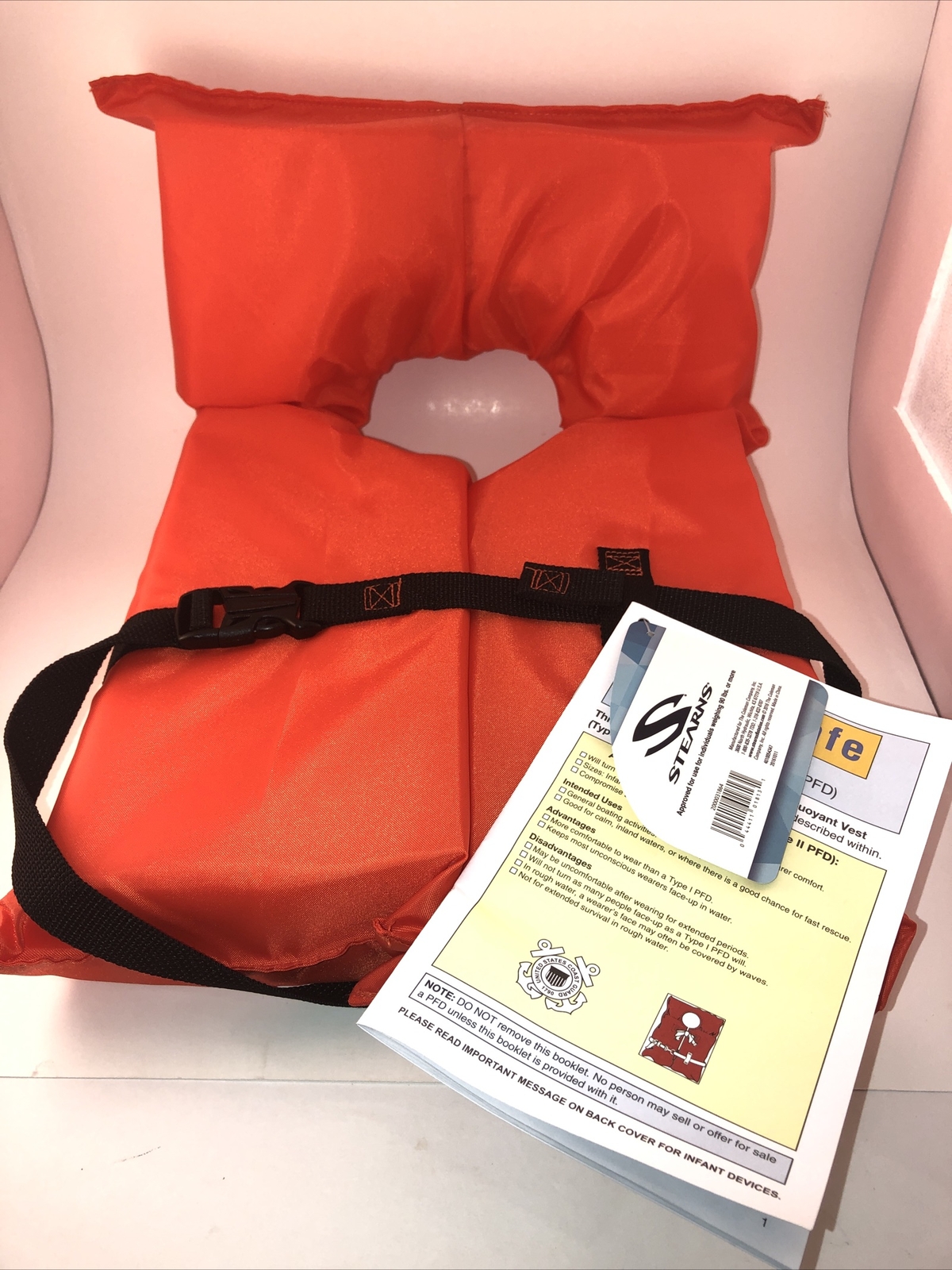Stearns Life Vest Adult Type II Boating 30-52″ Chest Over 90 LBS Life Jacket