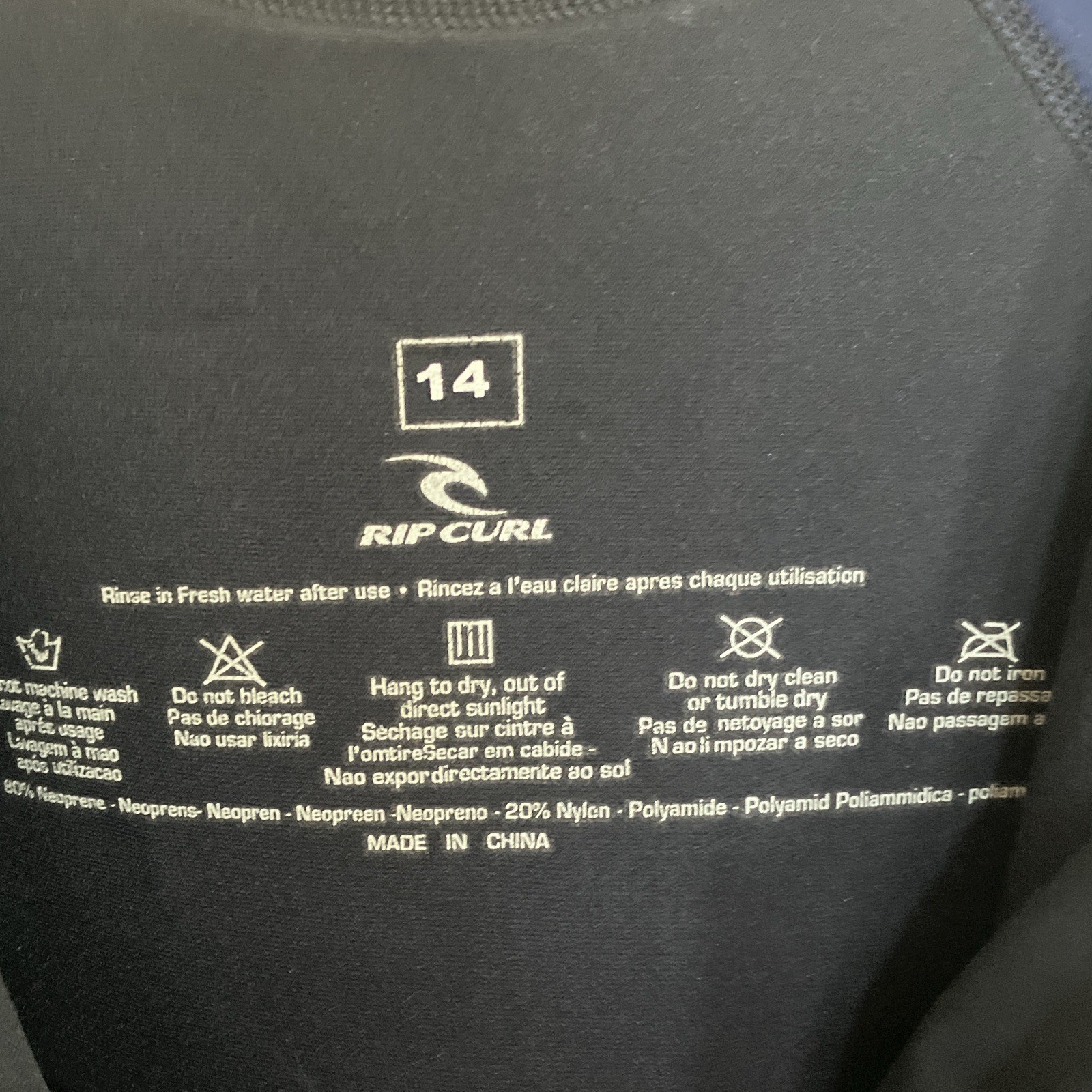 RIP CURL Classic Unsealed Shorty Youth Wetsuit Size 14 Black Gray Green