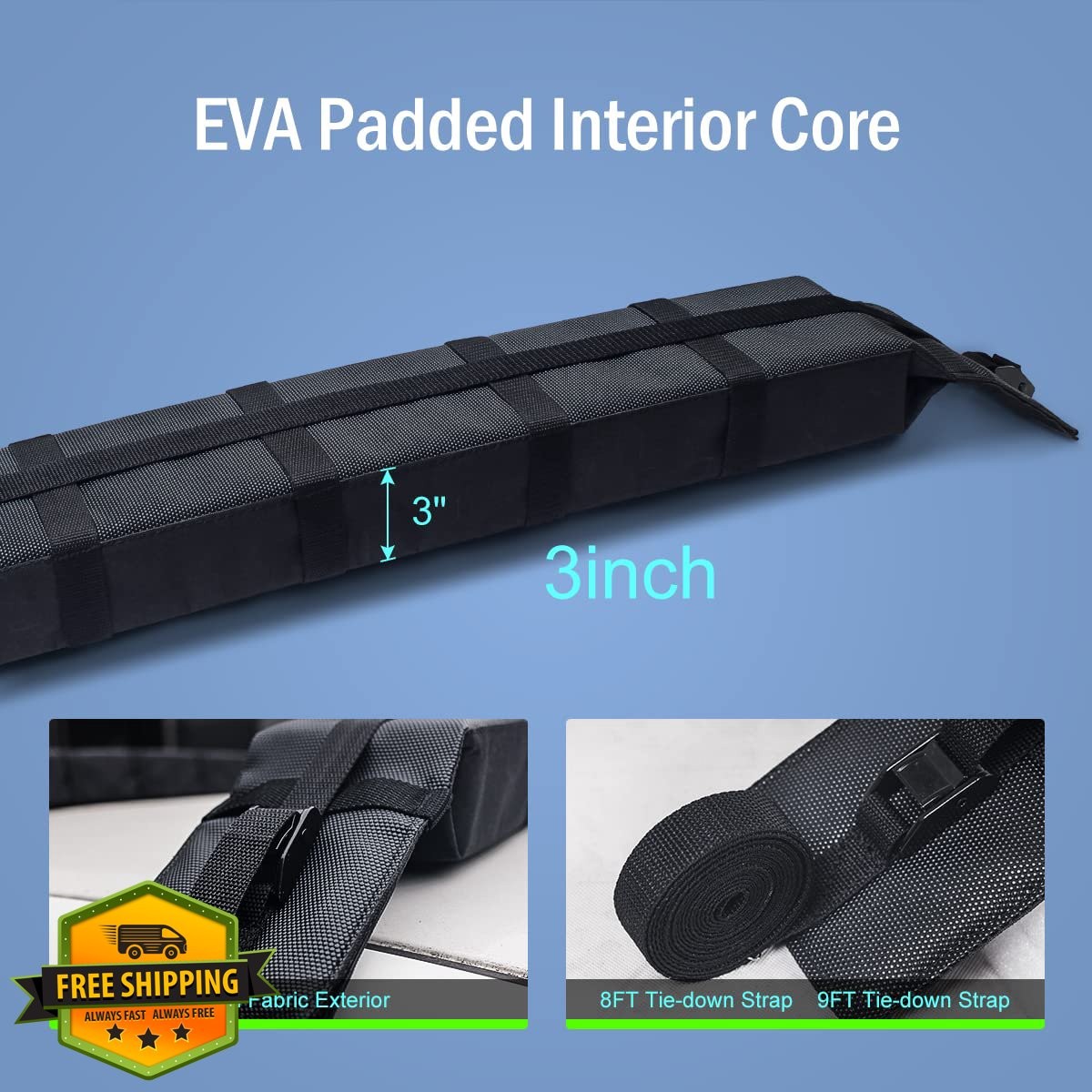 WOOWAVE Kayak Roof Rack Pads Upgraded