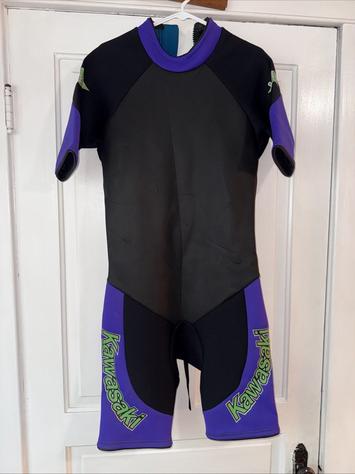 Vintage 90s Kawasaki Jet Ski Wetsuit Purple Green Neon Water Ski
