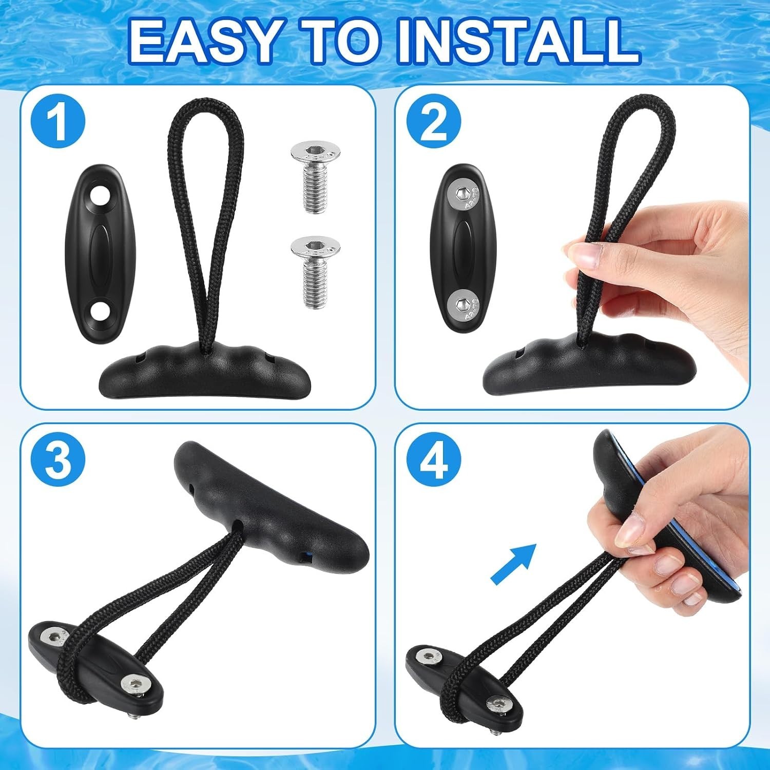 4 Pieces Kayak Handles Kit Canoe Carry Handle Pull Handle T Handle with Cord …