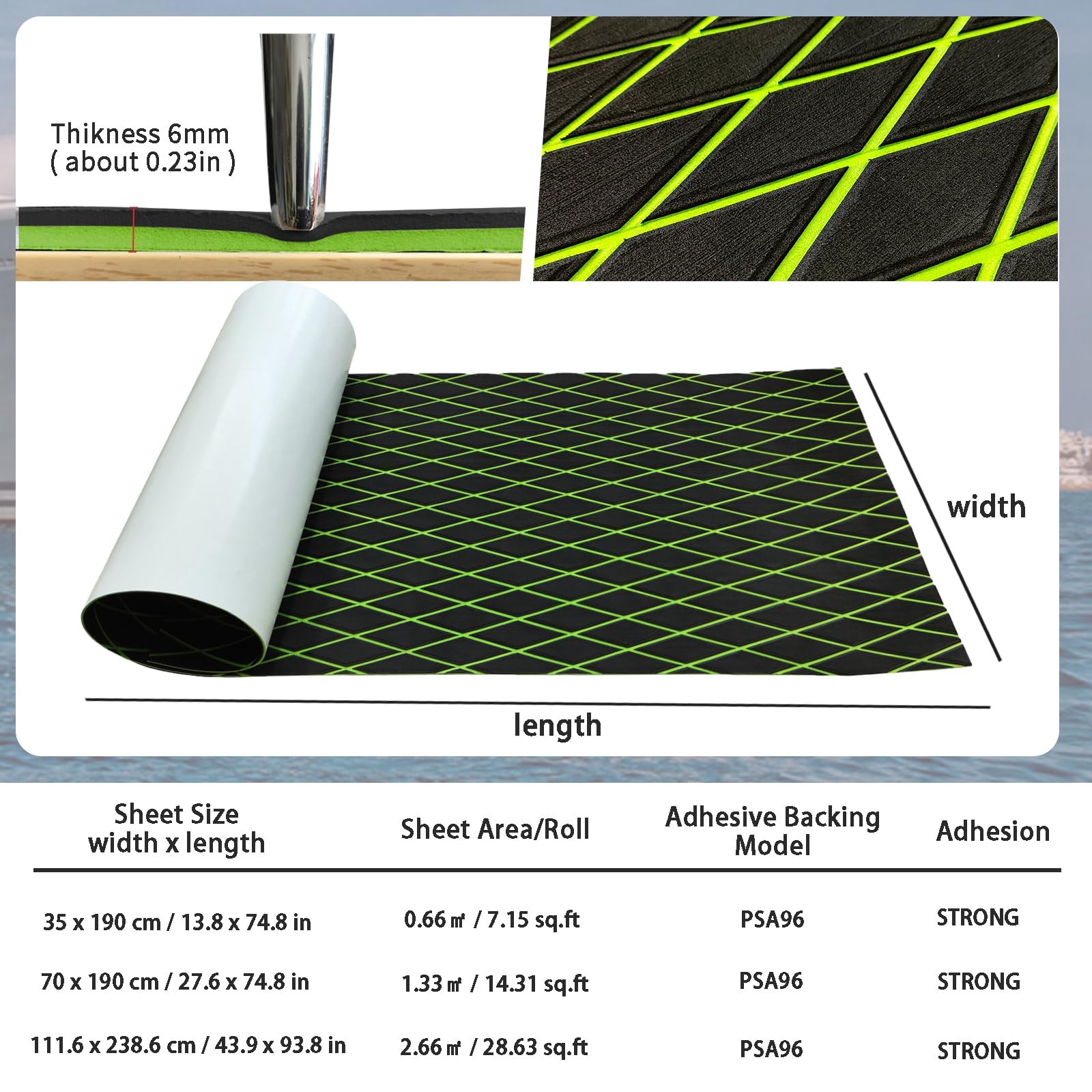 Kxkzren Eva Foam Boat Flooring Decking Sheet 6Mm Thick Diamond Anti-Slip Marine