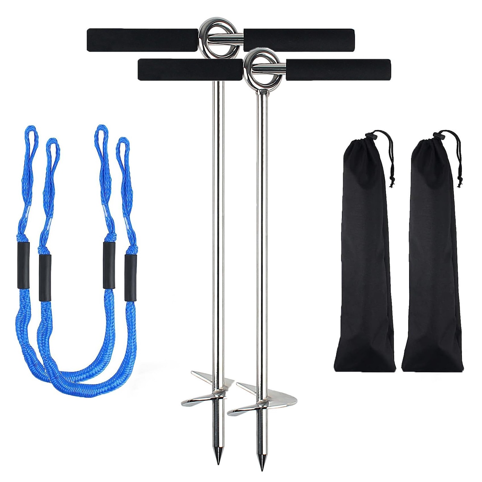 Sand Anchor for Boat 18 inch,2 Pack Chromium-Plated Steel Beach Anchor with R…