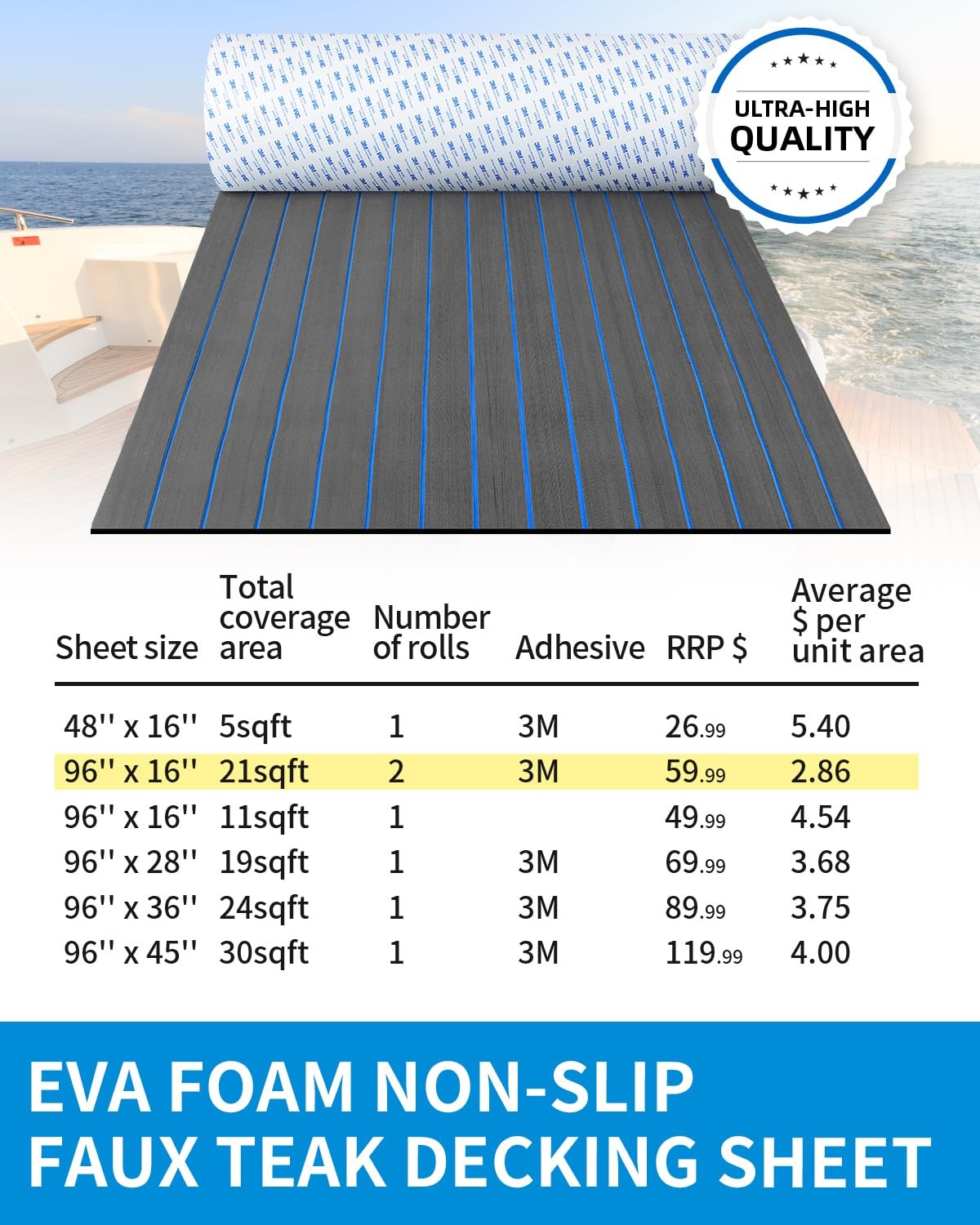 EVA Foam Marine Self Adhesive Boat Flooring 3M Adhesive Backing Marine Boat
