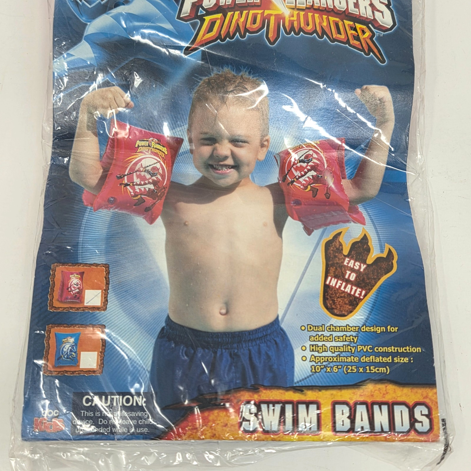 VINTAGE POWER RANGERS DINO THUNDER SWIM BANDS KIDS INFLATABLE ARM FLOATS NEW