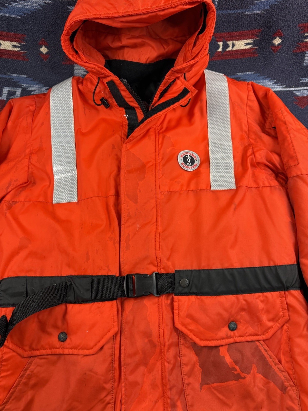 Mustang Survival Orange High Viz Flotation Life Jacket MJ1534 Rescue Men’s XL
