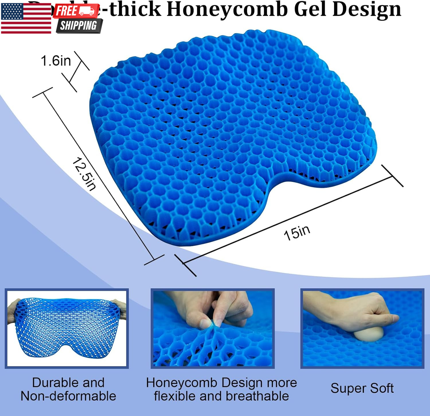 Anti-Slip Kayak Seat Cushion – Waterproof Thicken Gel Boat Kayak Canoe Rowing St