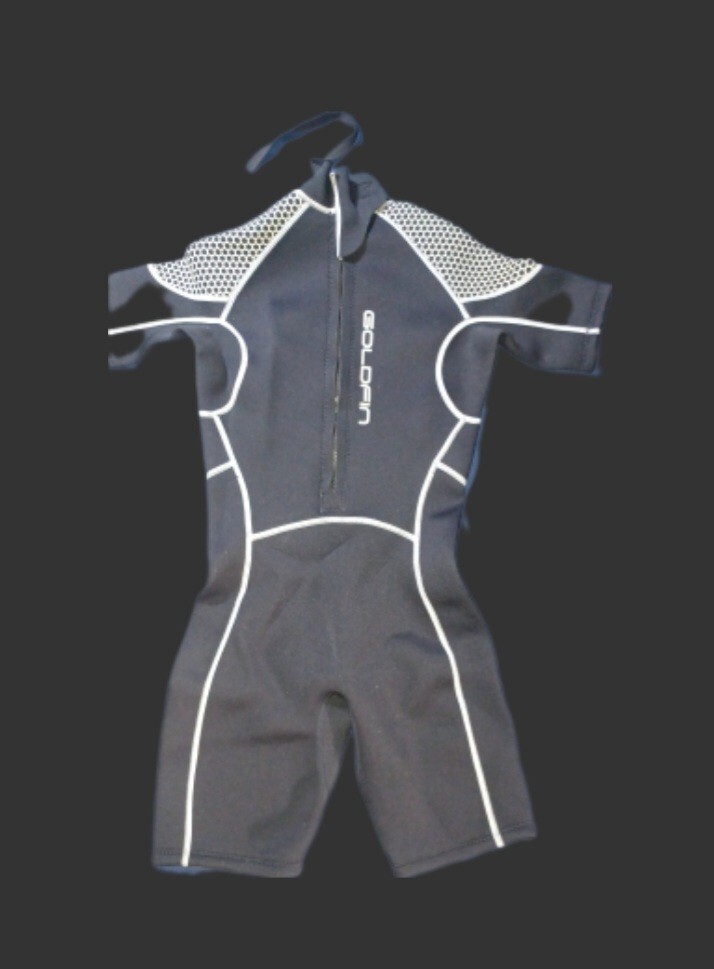 NWOT X-Small Goldfin wetsuit knee high short sleeves, black neoprene with zipper