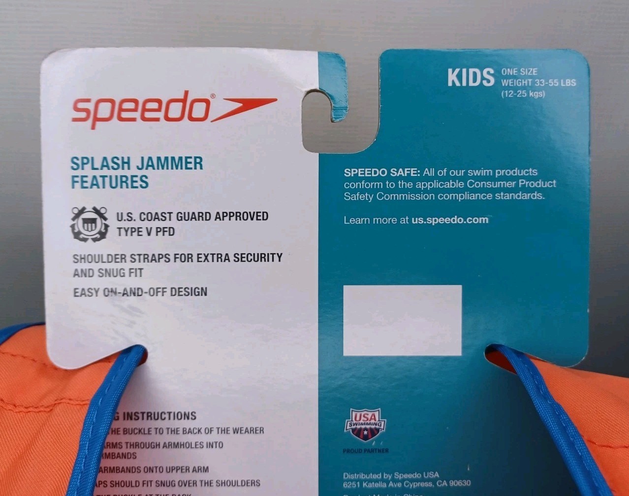 Speedo Splash Jammer Kids Float Swim Vest Toddler Weight 33 To 55 Pounds