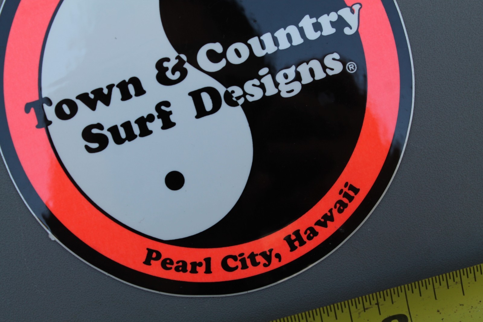 T&C Town Country Surf Designs Hawaii Neon Orange 80s V1A Vintage Surfing STICKER
