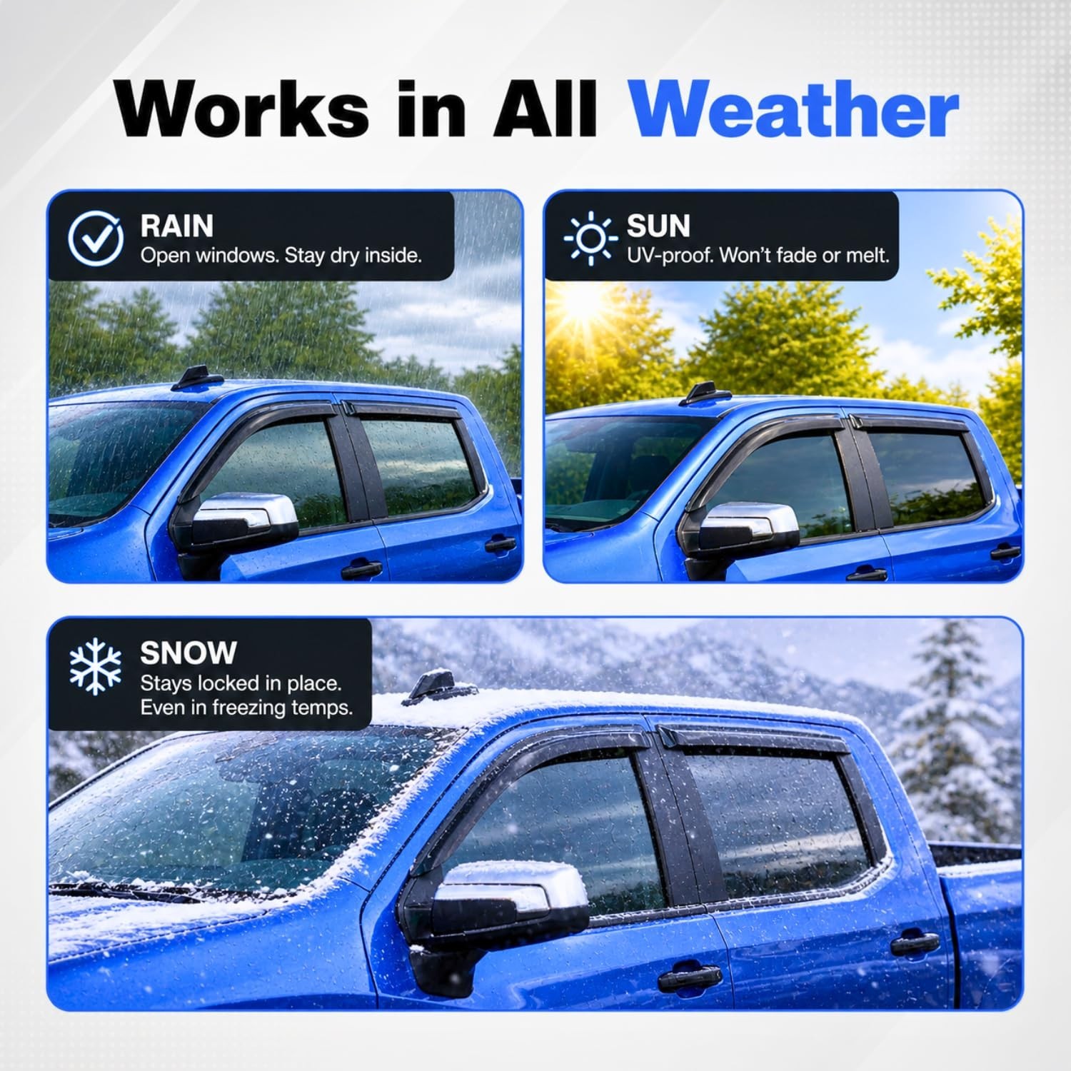 IG Window Visors Fit for 2015-2026 Ford F150 Regular Cab, Out-Channel Rain Gu…